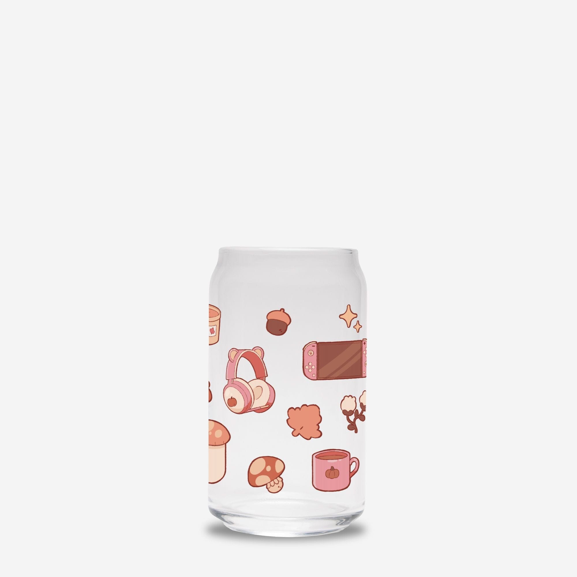 Cozy Gaming In Fall | Glass Can 16oz | Cozy Games Drinkware Threads & Thistles Inventory No Straw or Lid