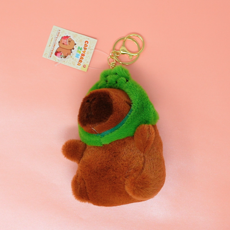 Frog Hat Capybara Plush Keychain