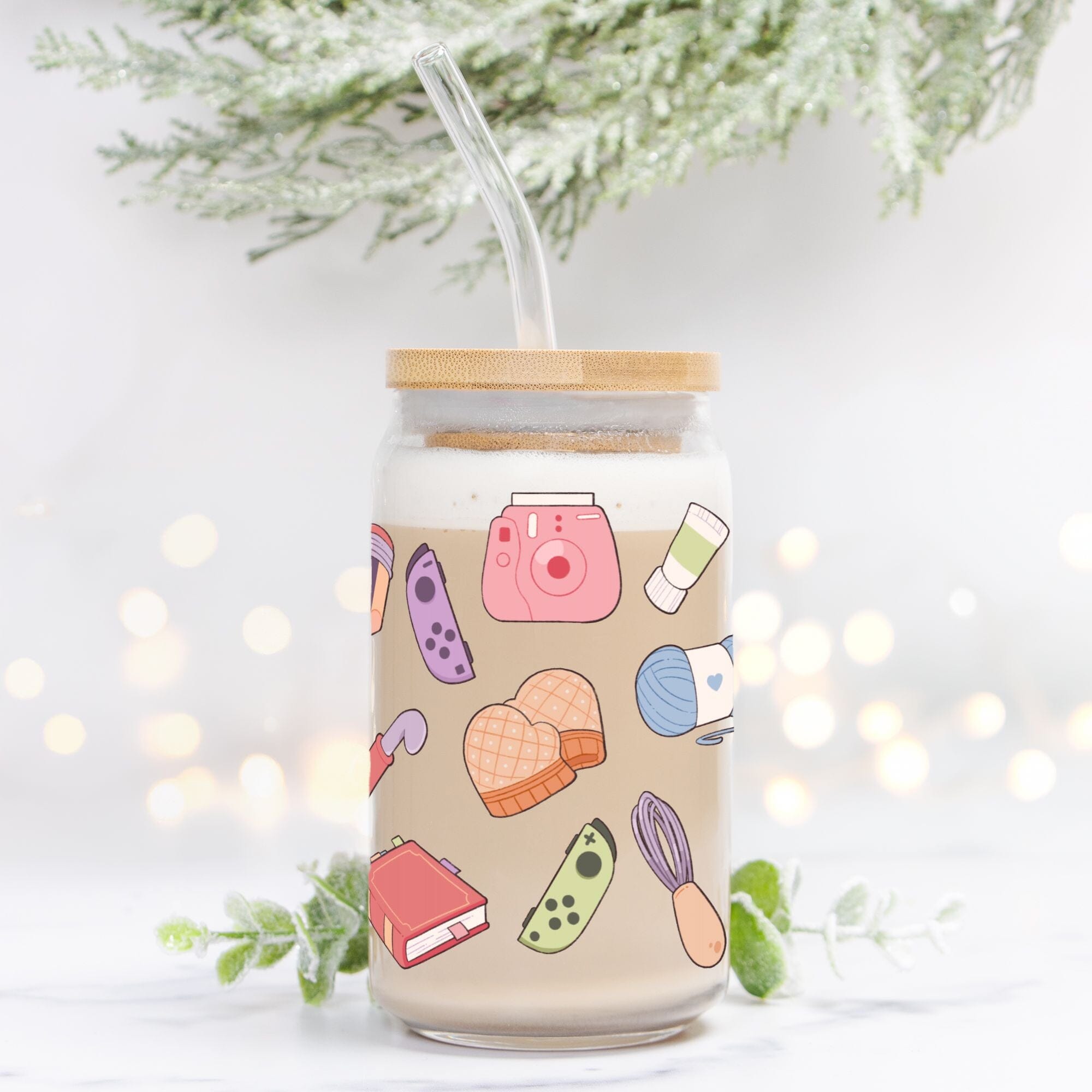 Cozy Hobbies | Glass Can | Cozy Games & Hobbies Drinkware Threads & Thistles Inventory