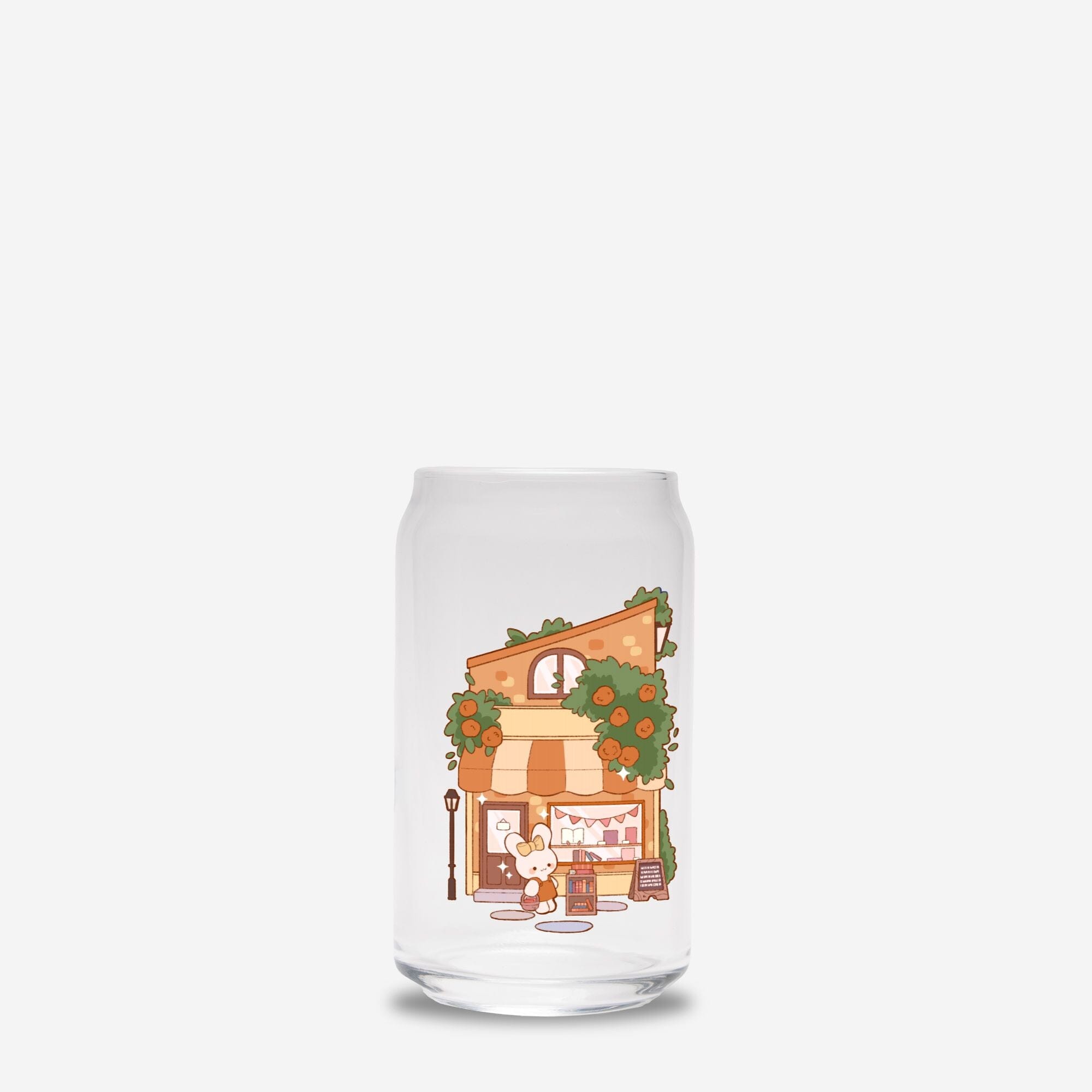 Cozy Bookstore | Glass Can 16oz | Cozy Games & Hobbies Drinkware Threads & Thistles Inventory No Straw or Lid