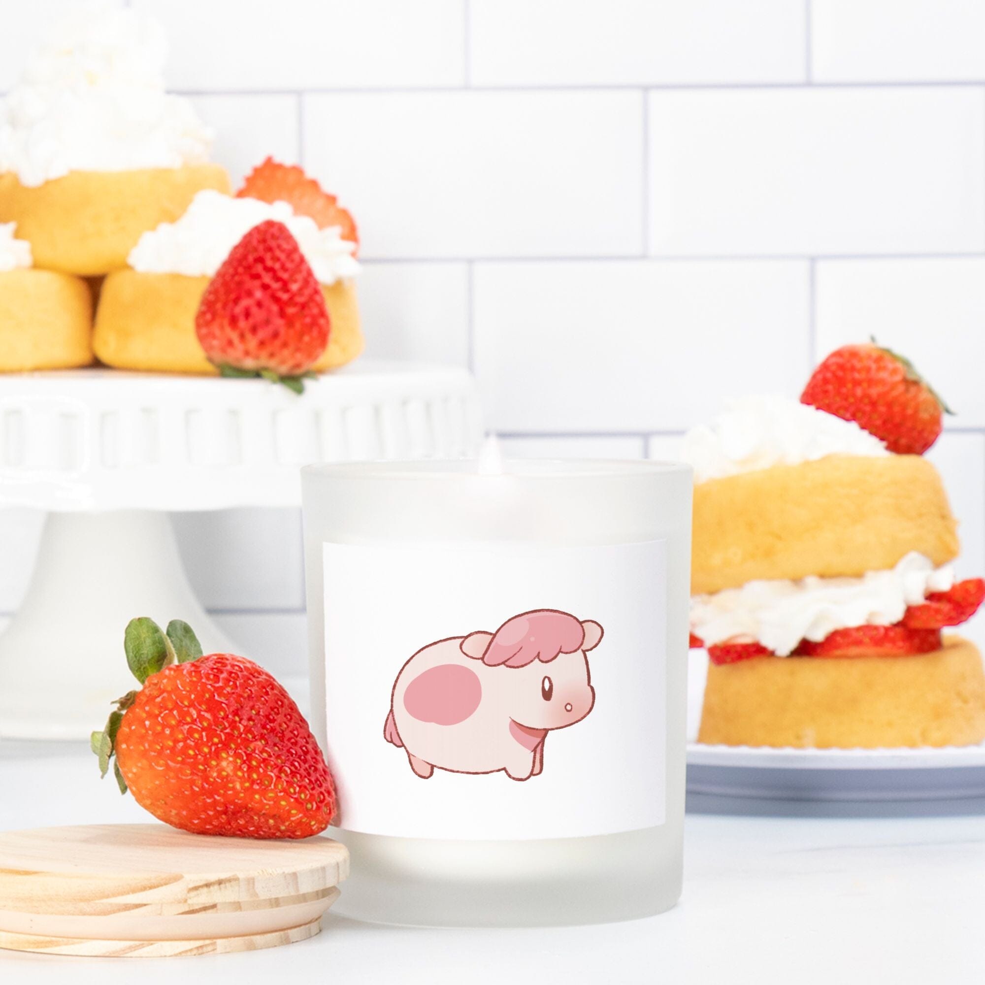 Fields of Mistria Strawberry Cow | Glass Candle | Cozy GAmes Seasonal Threads & Thistles Inventory