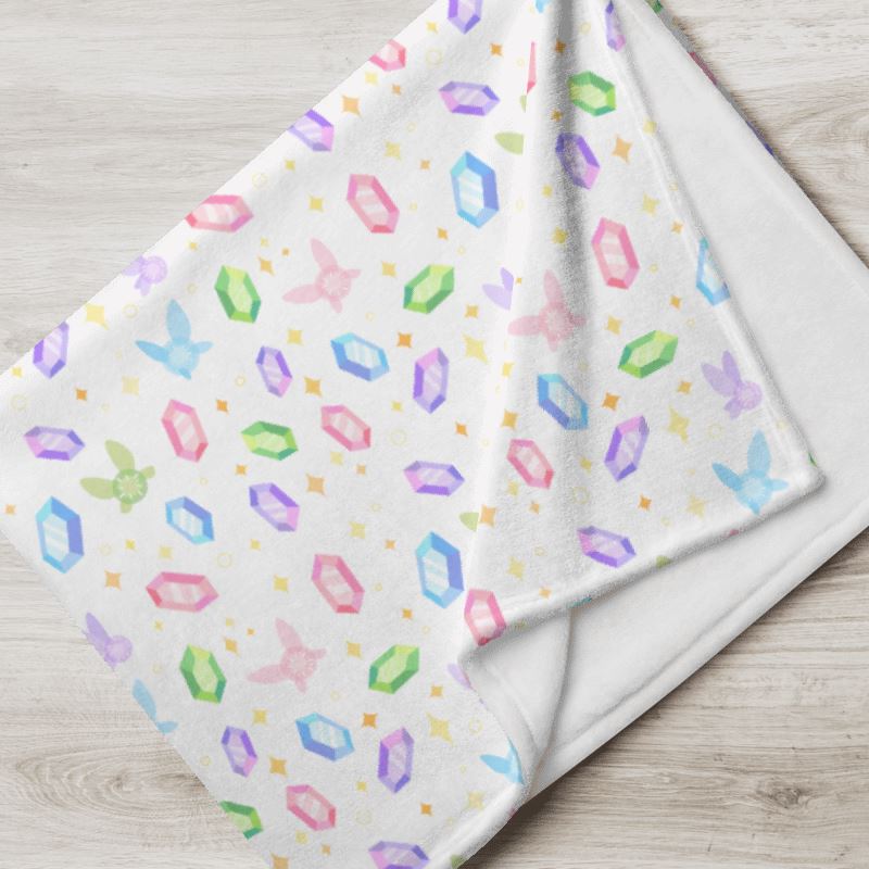 Navi Fairies and Rupees | Throw Blanket | Titty Tea Zelda Threads & Thistles Inventory