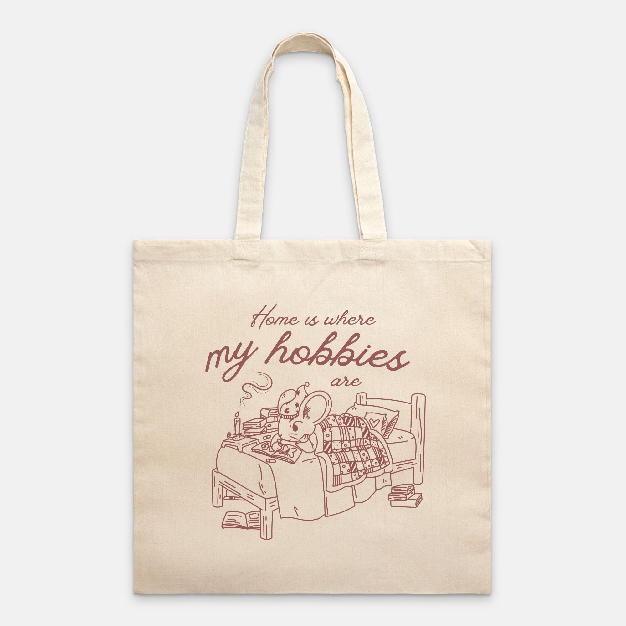 Home is where My Hobbies are Tote Bag Lightweight Tote Bags Threads & Thistles Inventory Natural
