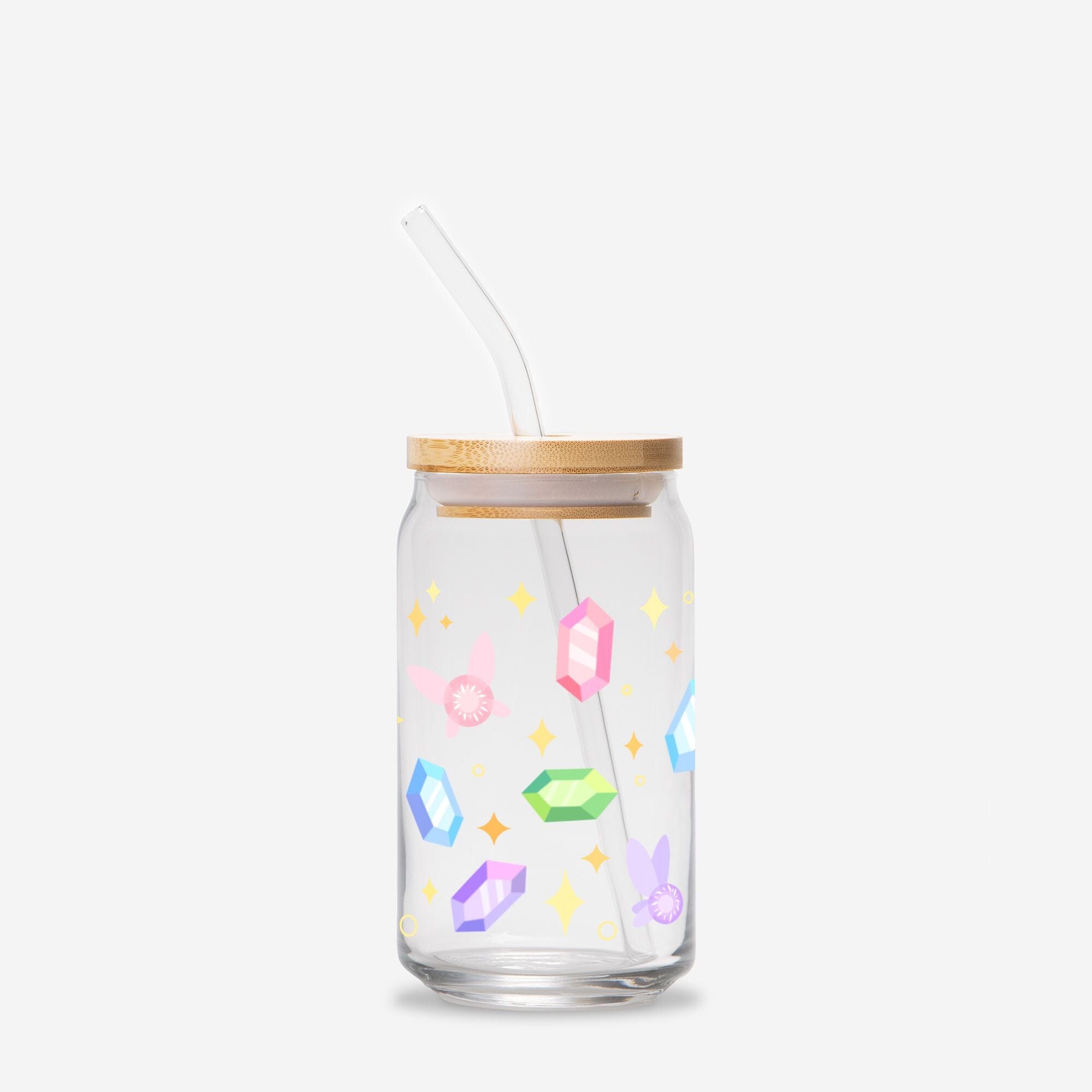 Navi Fairies and Rupees | Glass Tumbler | Titty Tea Zelda Tumblers Threads & Thistles Inventory Add Straw + Lid