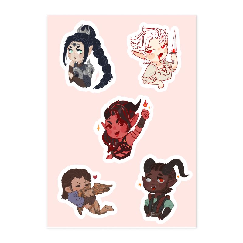 Baldur's Gate Baddies | Sticker sheet | Baldur's Gate Threads & Thistles Inventory
