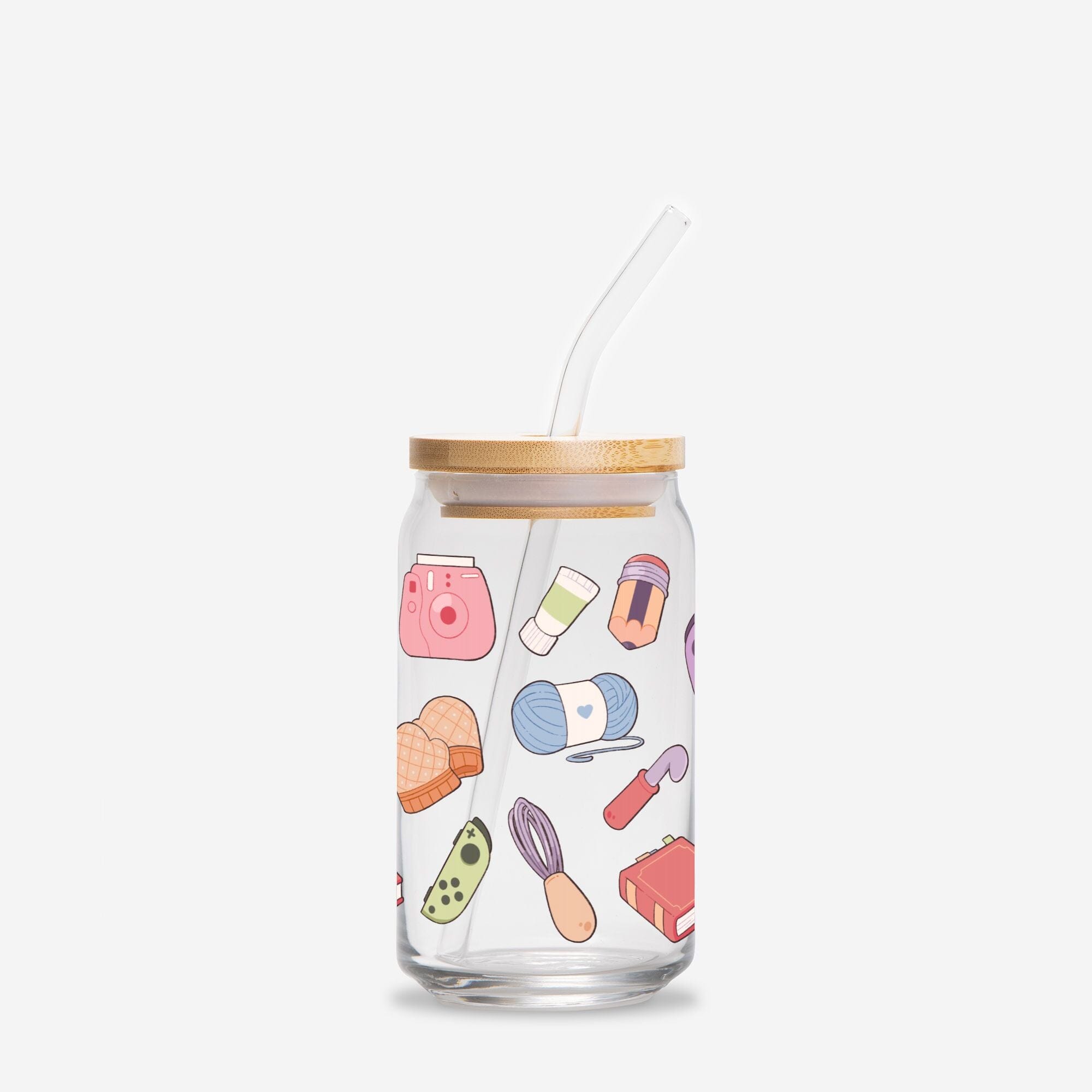 Cozy Hobbies | Glass Can | Cozy Games & Hobbies Drinkware Threads & Thistles Inventory Add Straw + Lid