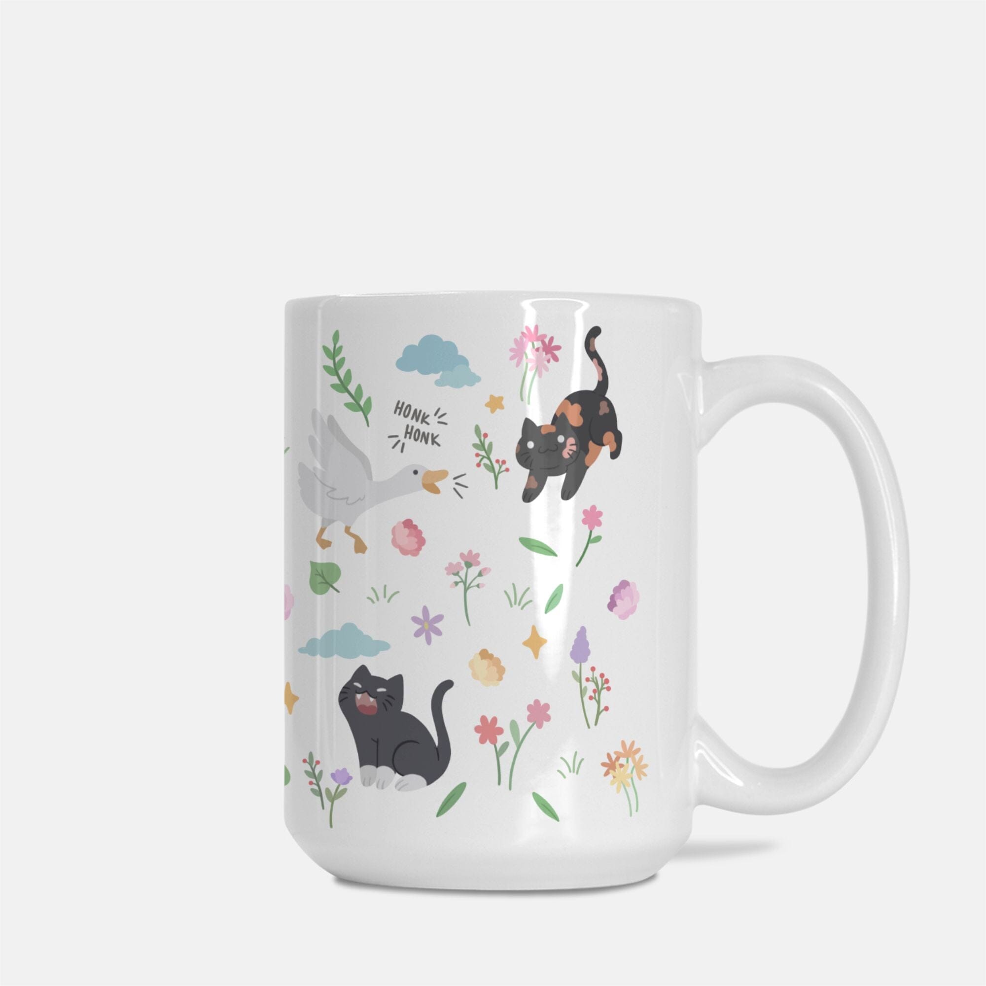 Colorful Goose and Kitties Mug Deluxe 15oz. TTI Stream Mugs Threads & Thistles Inventory