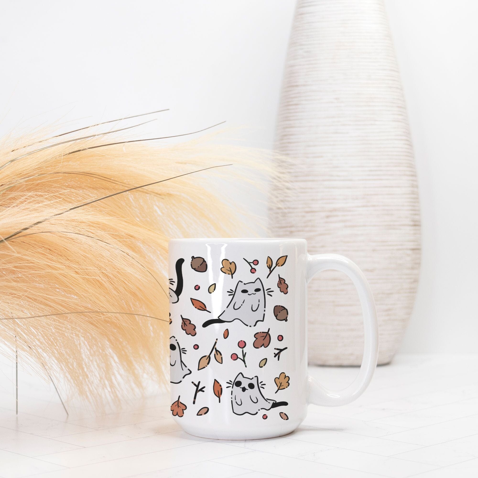 Ghost Kitties Colored | Mug Deluxe 15oz. | TTI Stream Mugs Threads & Thistles Inventory