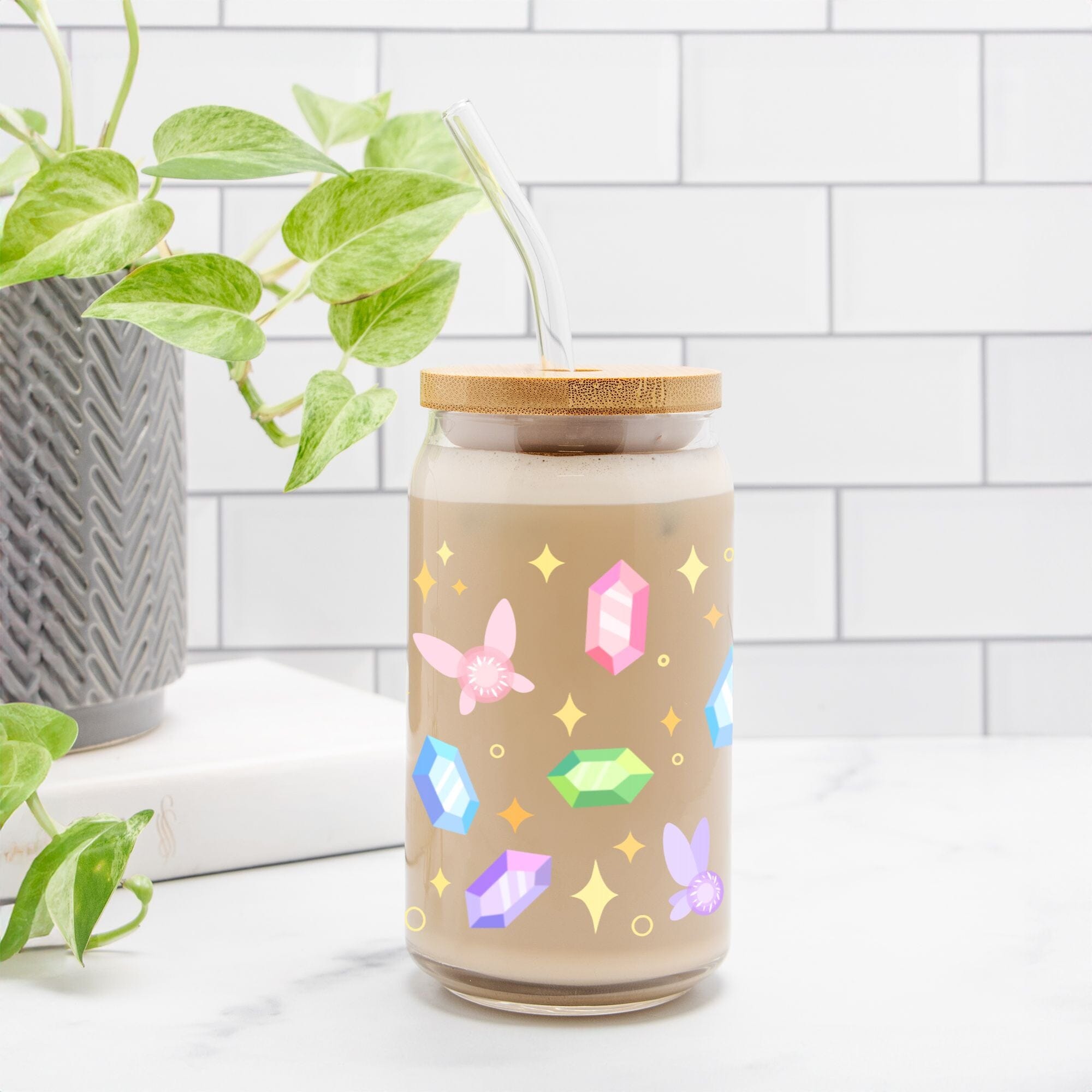 Navi Fairies and Rupees | Glass Tumbler | Titty Tea Zelda Tumblers Threads & Thistles Inventory
