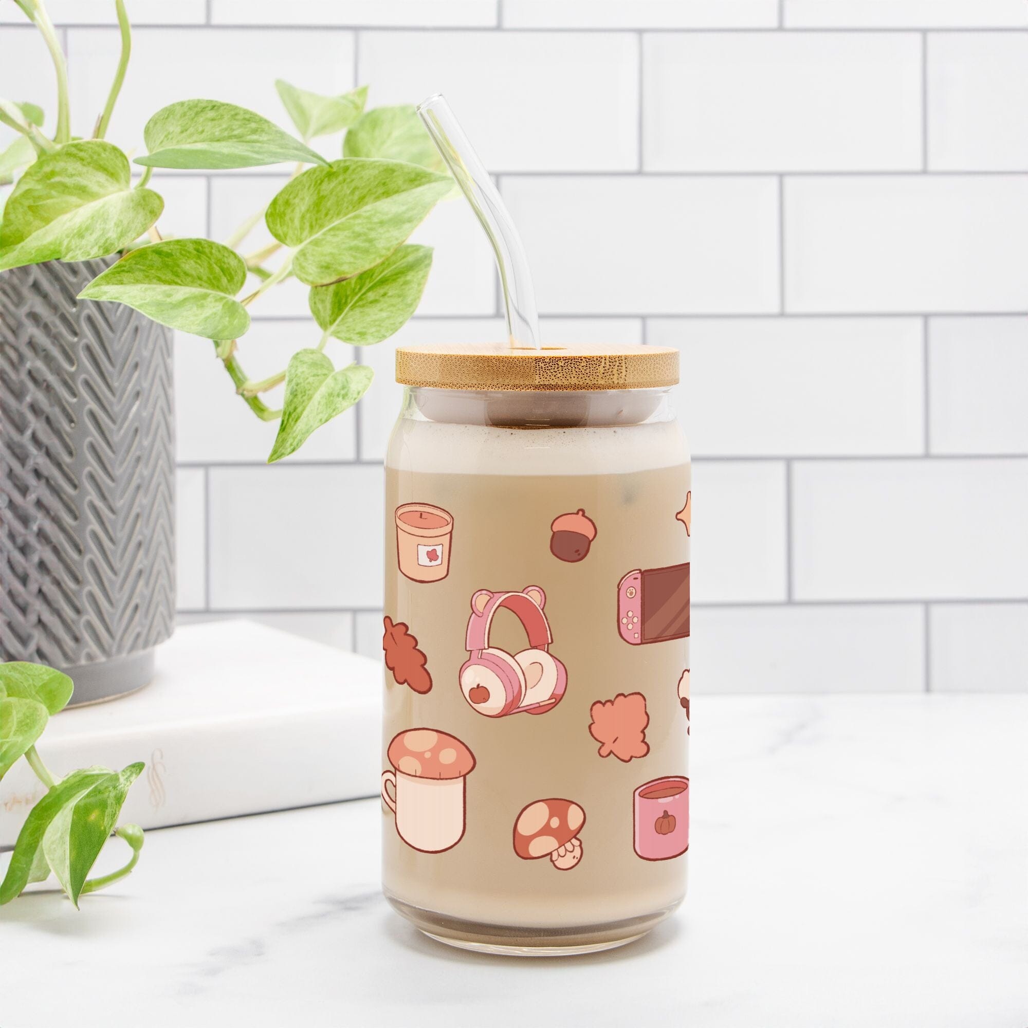 Cozy Gaming In Fall | Glass Can 16oz | Cozy Games Drinkware Threads & Thistles Inventory
