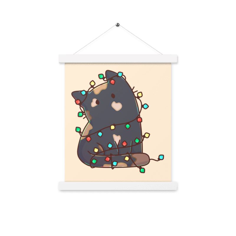 Christmas Torti Kitty | Poster with hangers | TTI Stream Christmas Threads & Thistles Inventory