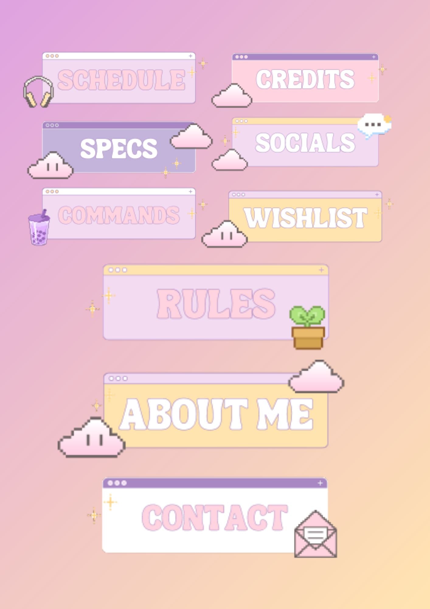 Kawaii Twitch Panels | Stream Components Threads & Thistles Inventory