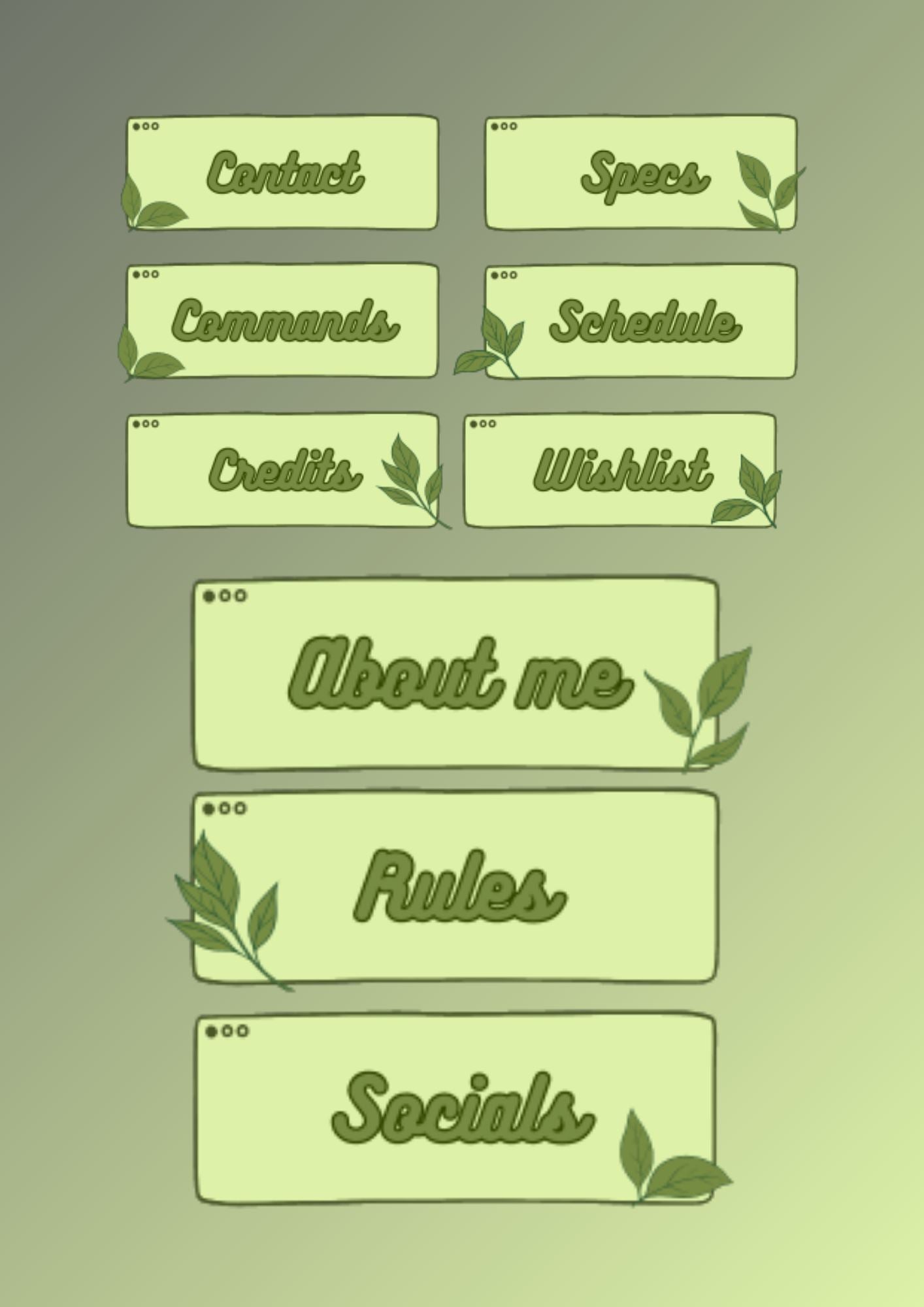 Matcha Twitch Panels | Stream Components Threads & Thistles Inventory
