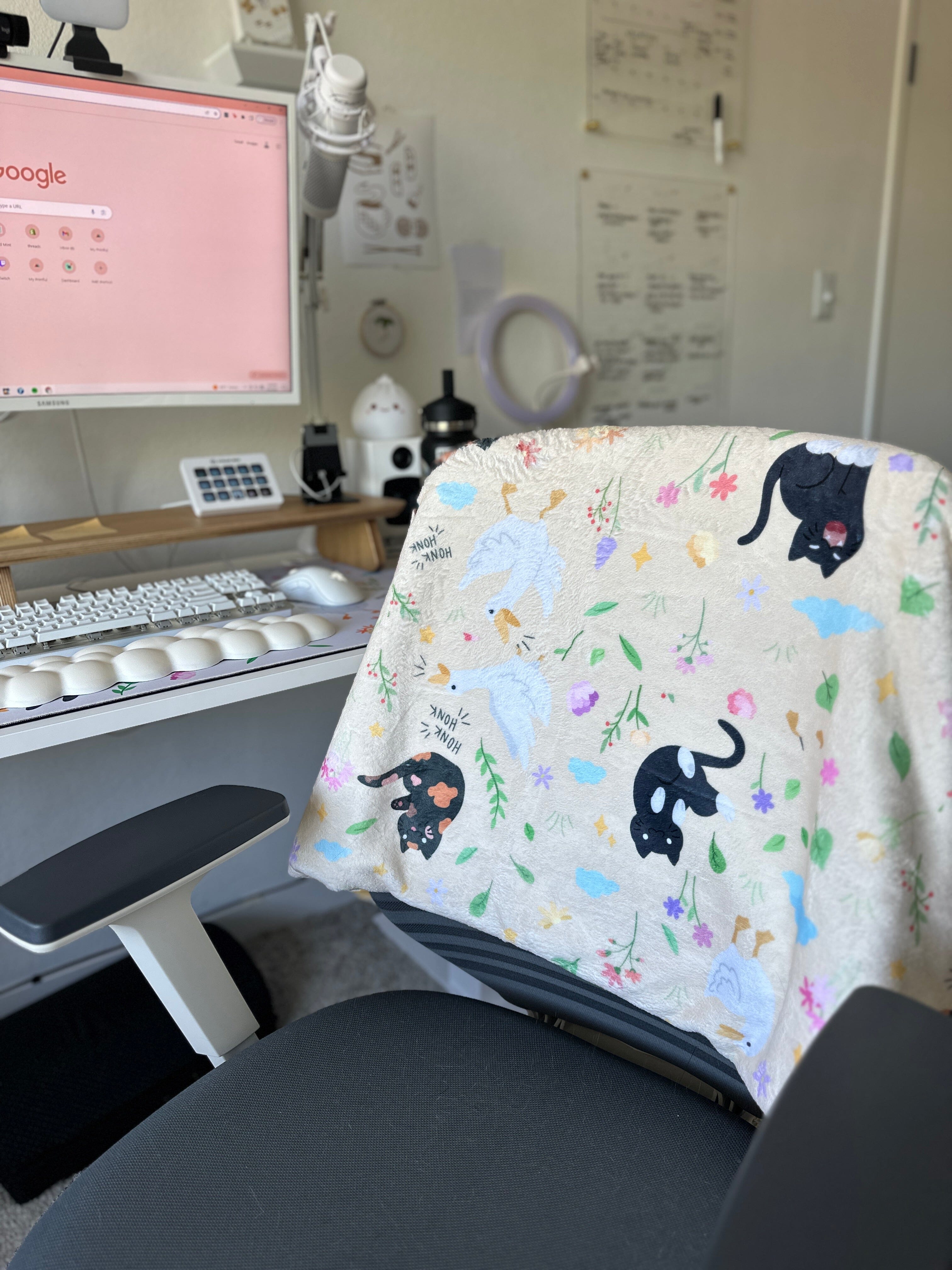 Goose & Kitties | Throw Blanket | TTI Stream Blankets Threads & Thistles Inventory
