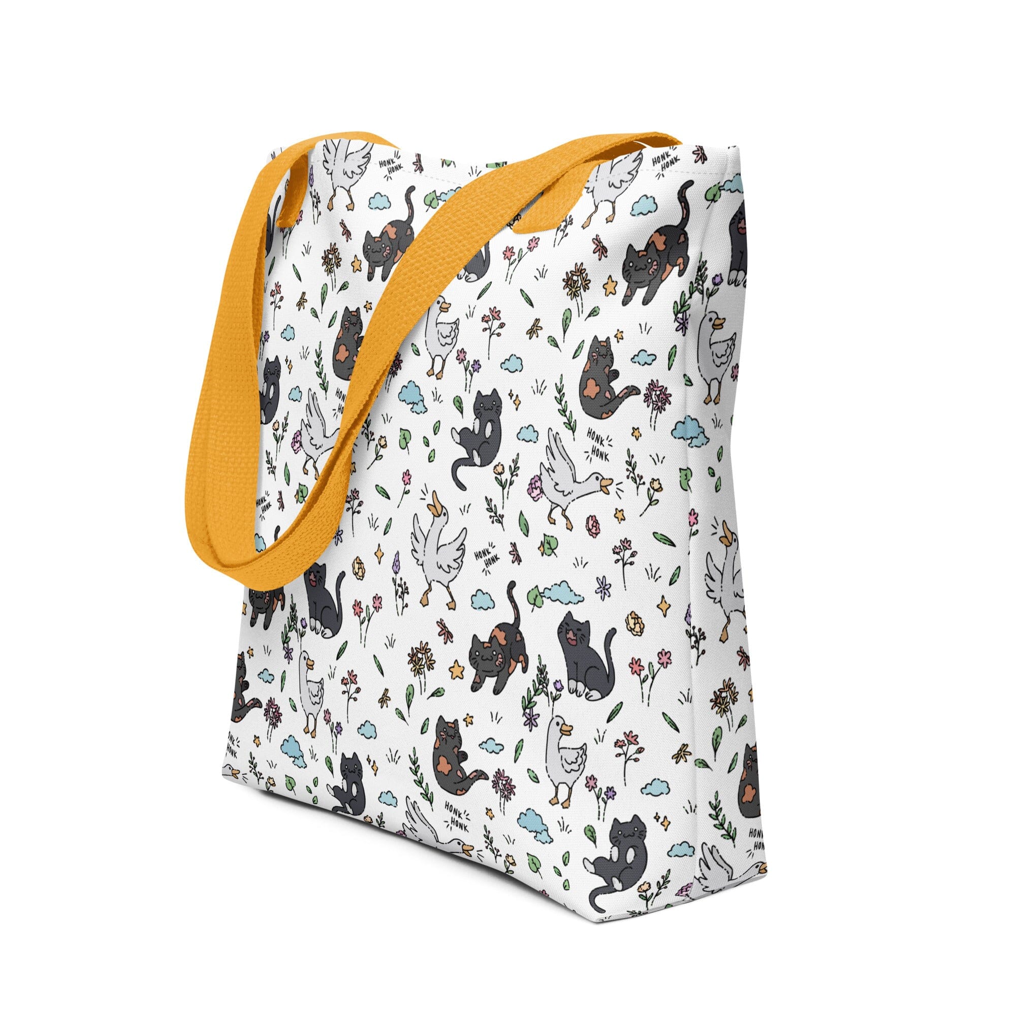 Goose & Kitties | Tote bag | TTI Stream Threads & Thistles Inventory Yellow
