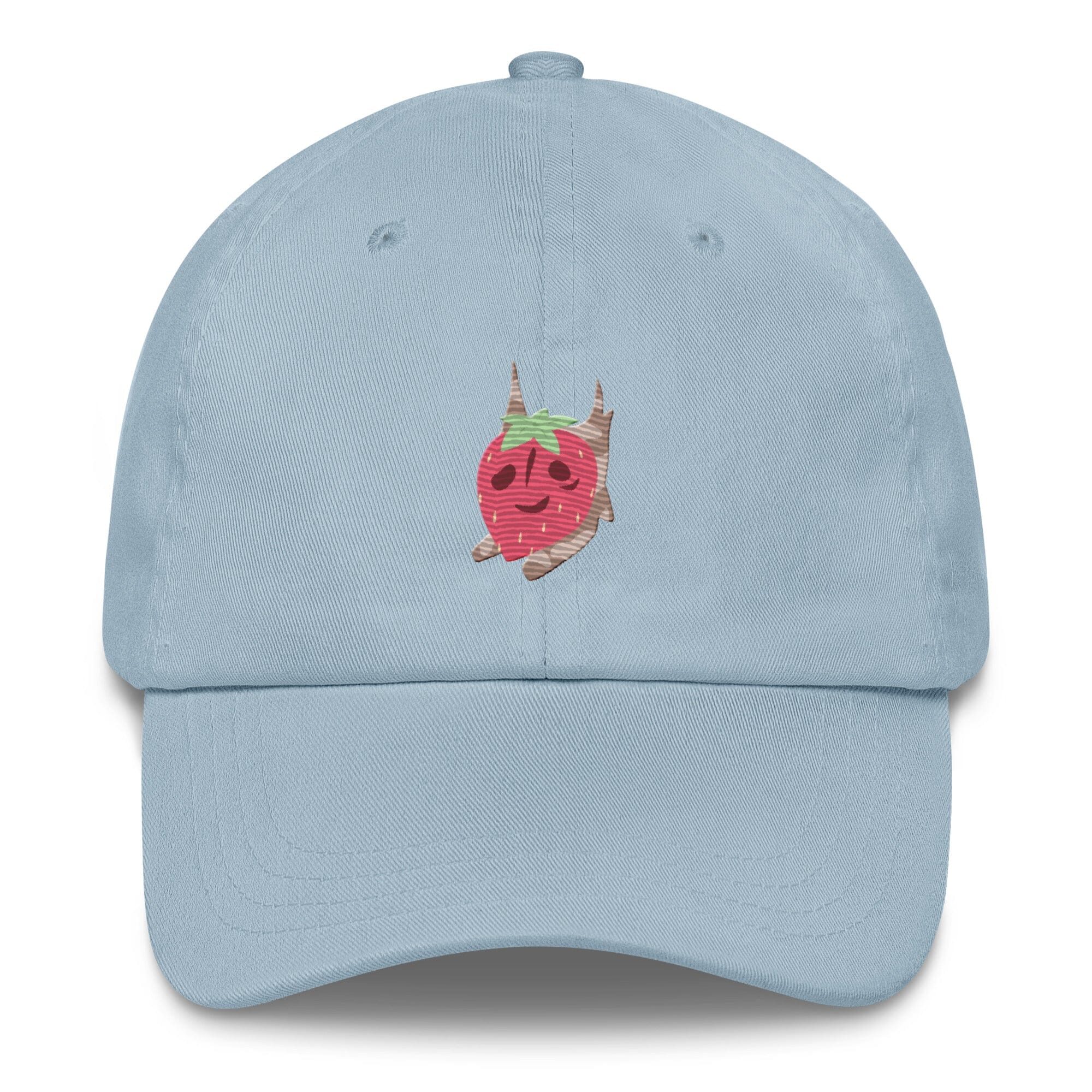 Strawberry Korok | Embroidered Dad hat | Titty Tea Zelda Threads & Thistles Inventory Light Blue