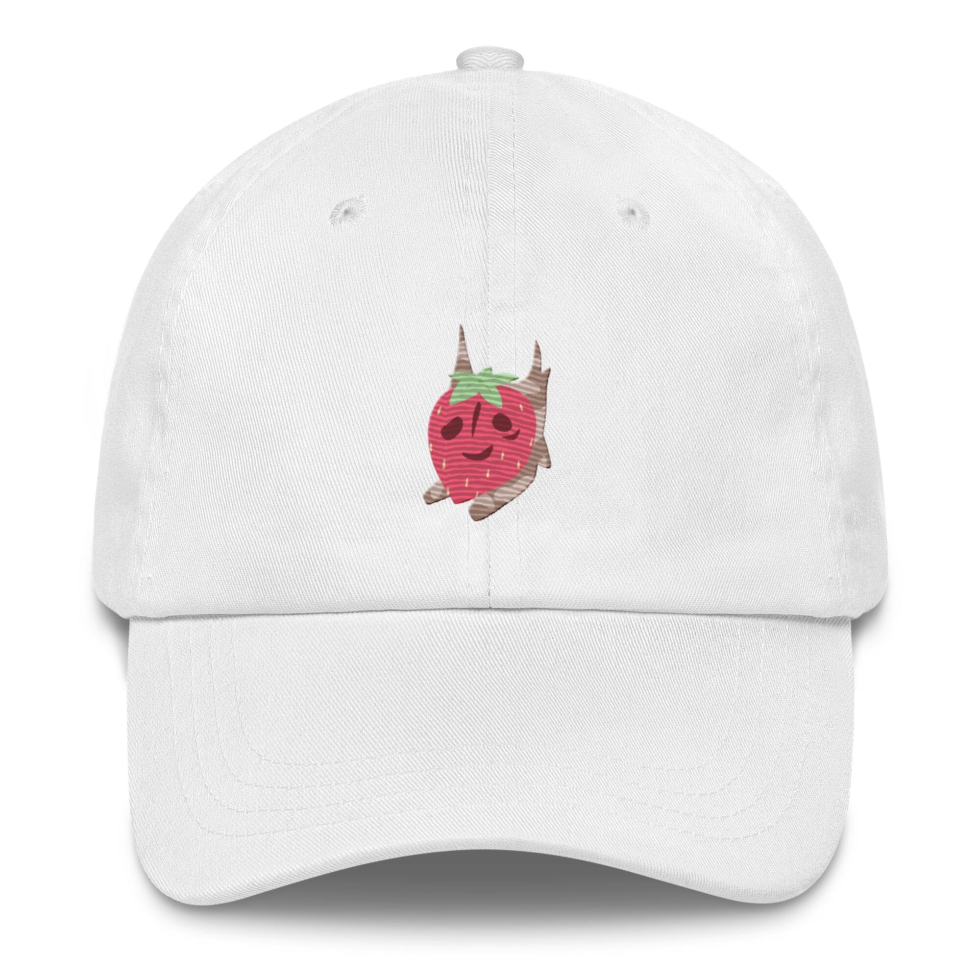 Strawberry Korok | Embroidered Dad hat | Titty Tea Zelda Threads & Thistles Inventory White