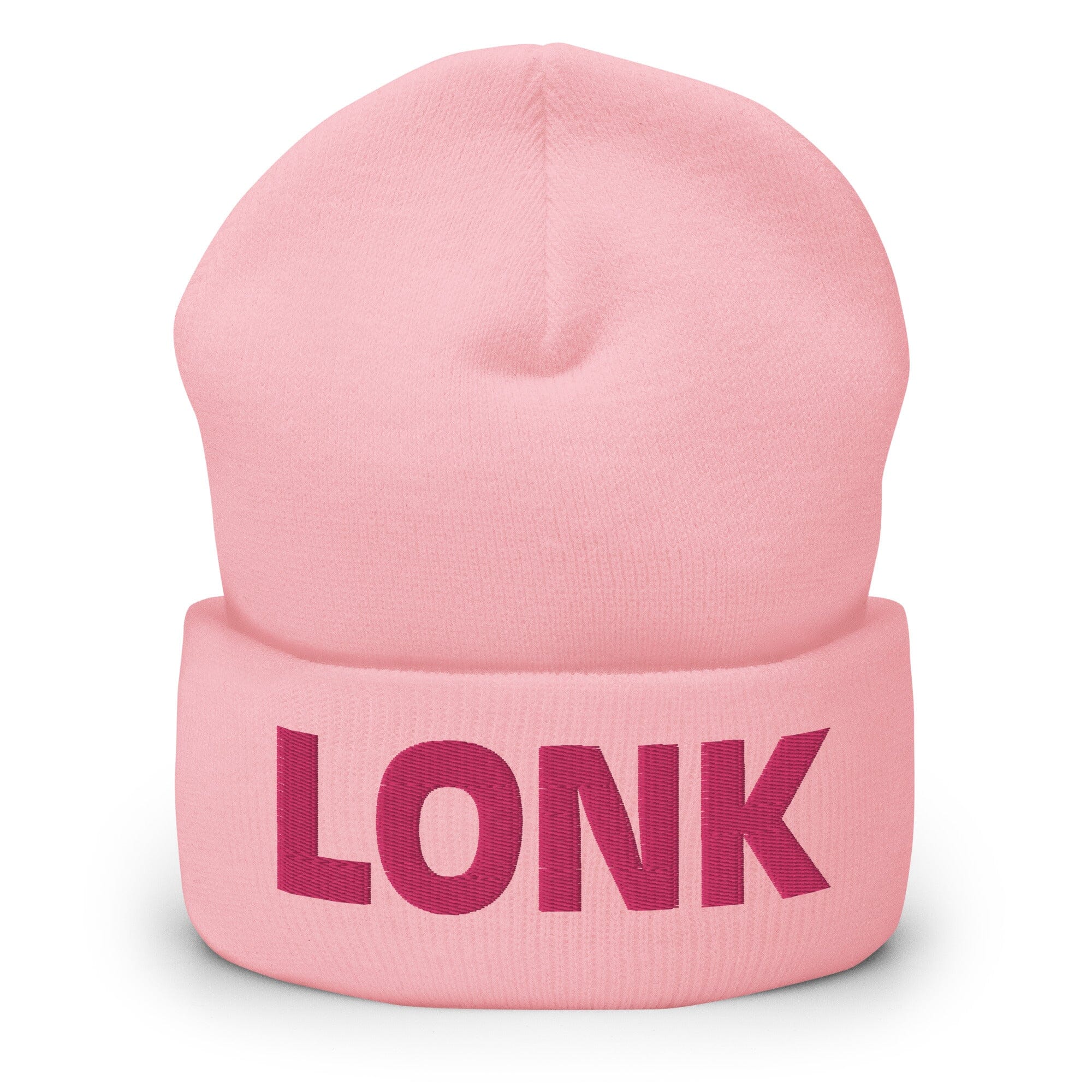 LONK | Embroidered Cuffed Beanie | Titty Tea Zelda Threads & Thistles Inventory Baby Pink
