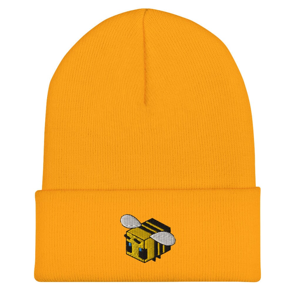 Minecraft Bee | Cuffed Beanie | Minecraft Beanies Threads and Thistles Inventory Gold