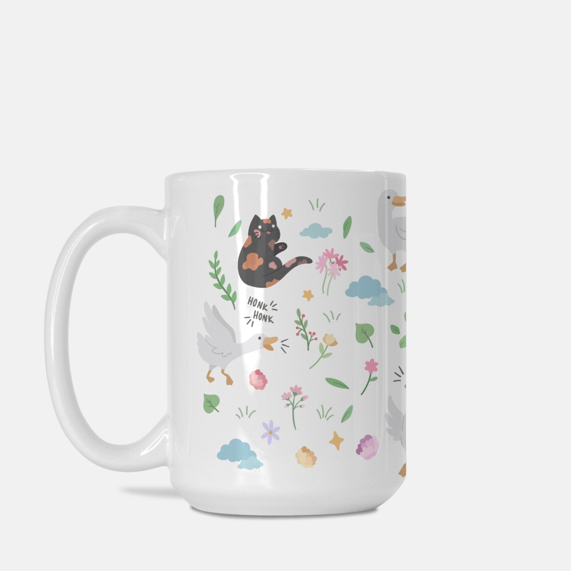 Colorful Goose and Kitties Mug Deluxe 15oz. TTI Stream Mugs Threads & Thistles Inventory