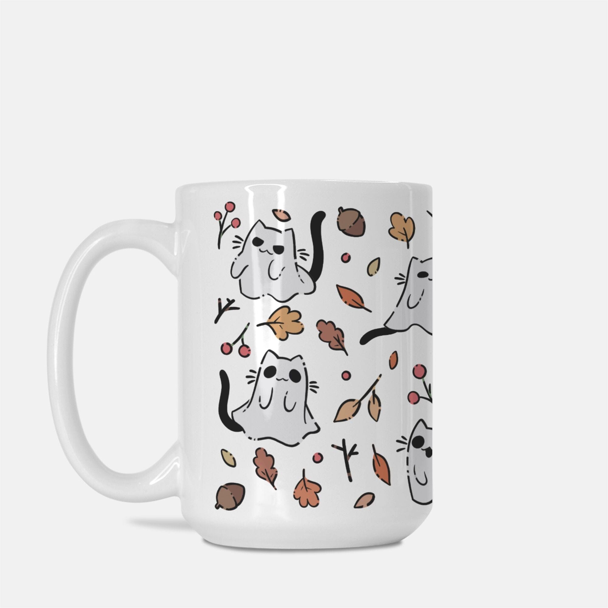 Ghost Kitties Colored | Mug Deluxe 15oz. | TTI Stream Mugs Threads & Thistles Inventory