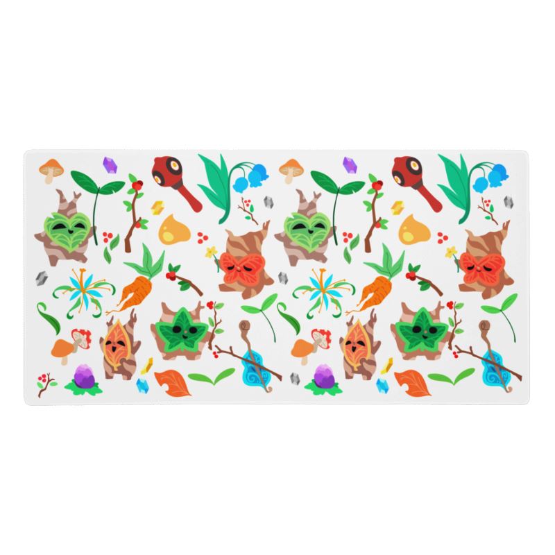 Colorful Koroks (white mousepad) | Gaming mouse pad | The Legend of Zelda Threads & Thistles Inventory 36″×18″
