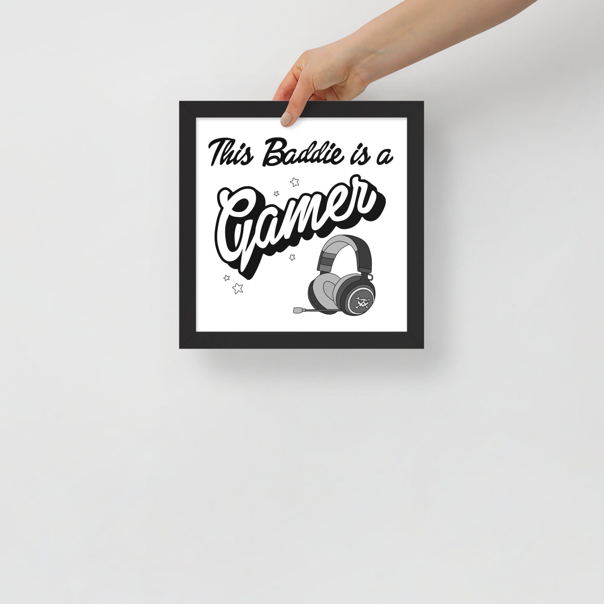 This Baddie is a Gamer (Punk) | Framed poster | Feminist Gamer Threads & Thistles Inventory Black 10″×10″