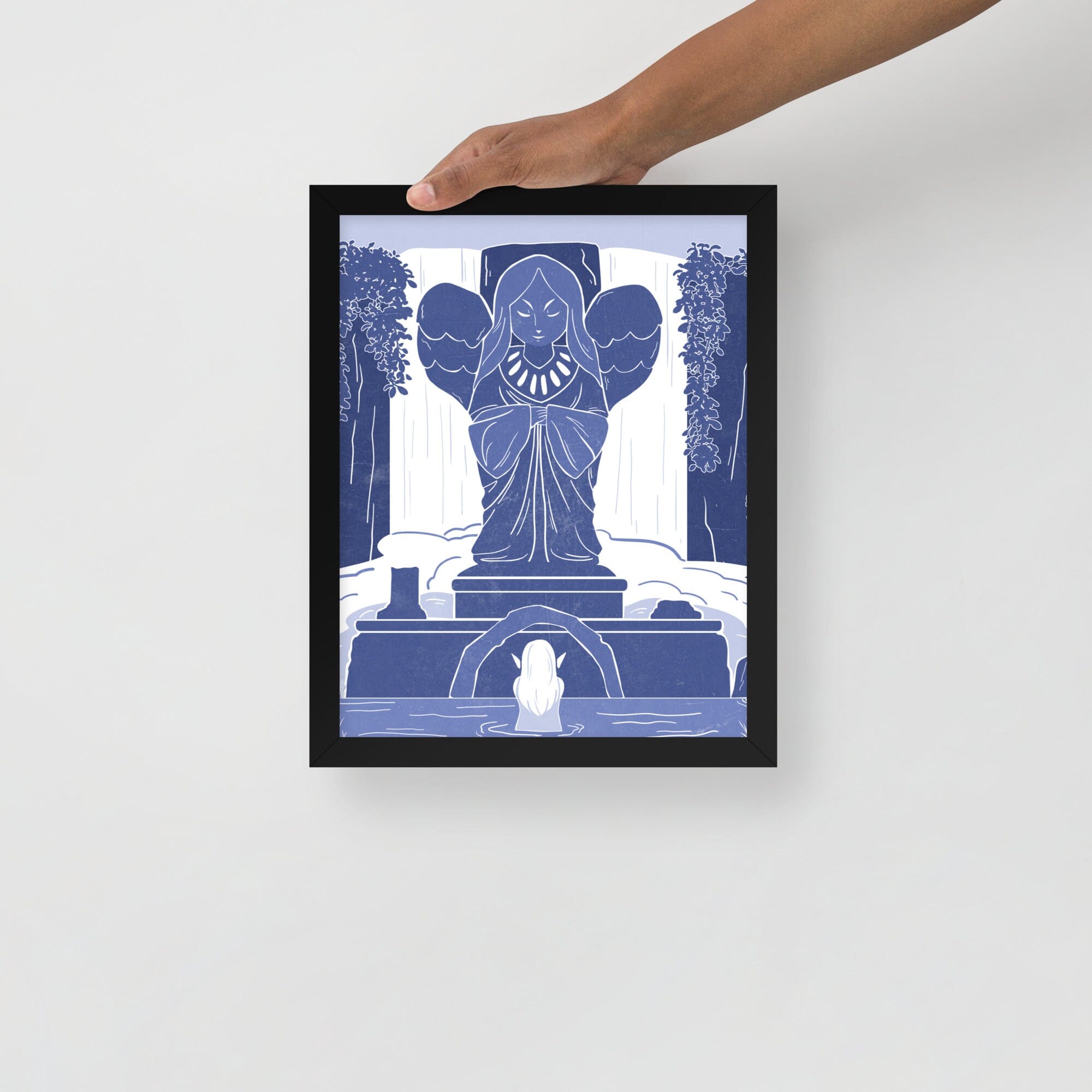 Goddess Hylia Statue | Framed poster | The Legend of Zelda Threads & Thistles Inventory Black 11″×14″