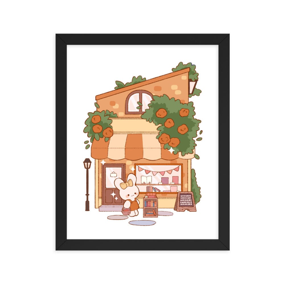 Cozy Hobby Bookstore | Framed poster | Cozy Games & Hobbies Threads & Thistles Inventory Black 11″×14″