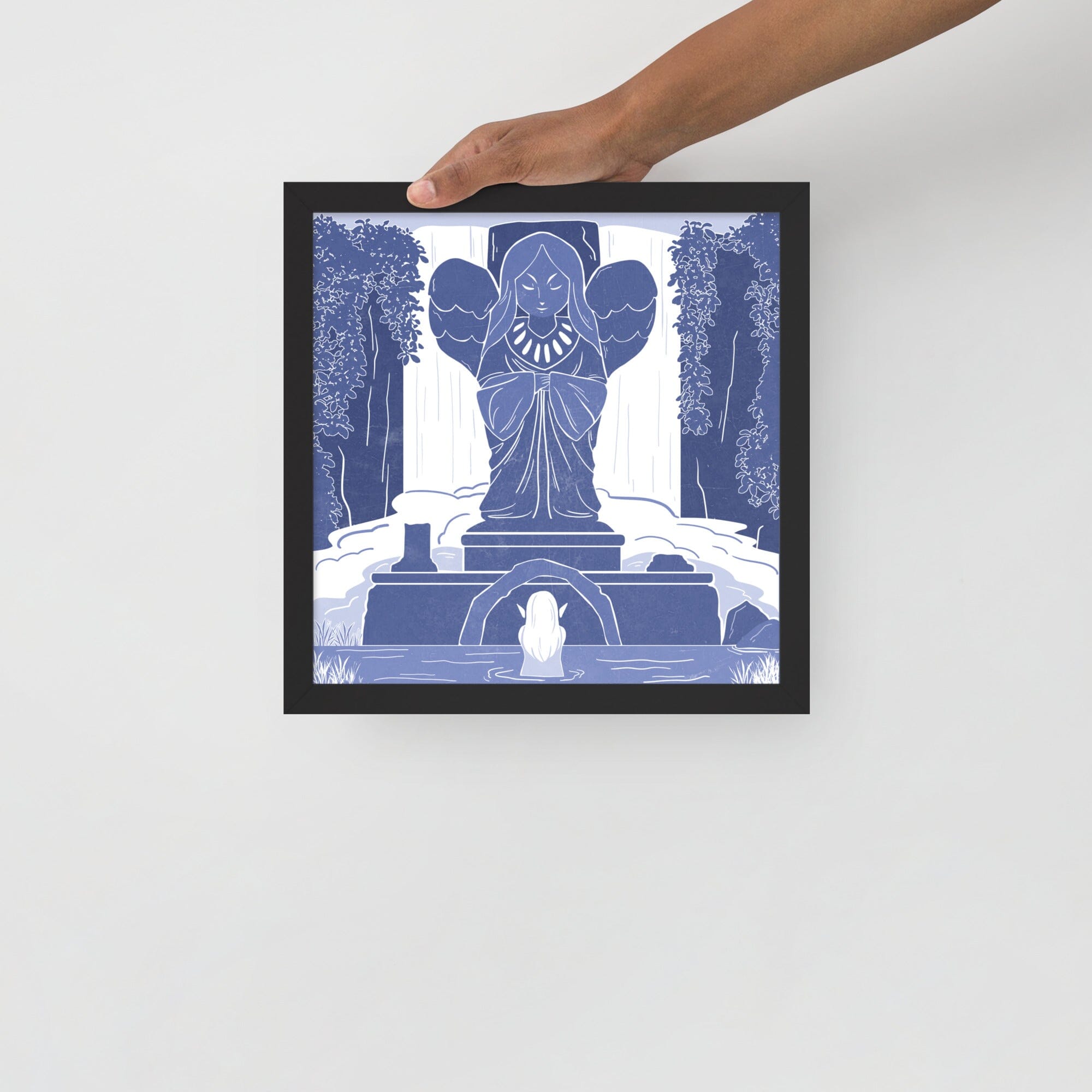 Goddess Hylia Statue | Framed poster | The Legend of Zelda Threads & Thistles Inventory Black 12″×12″