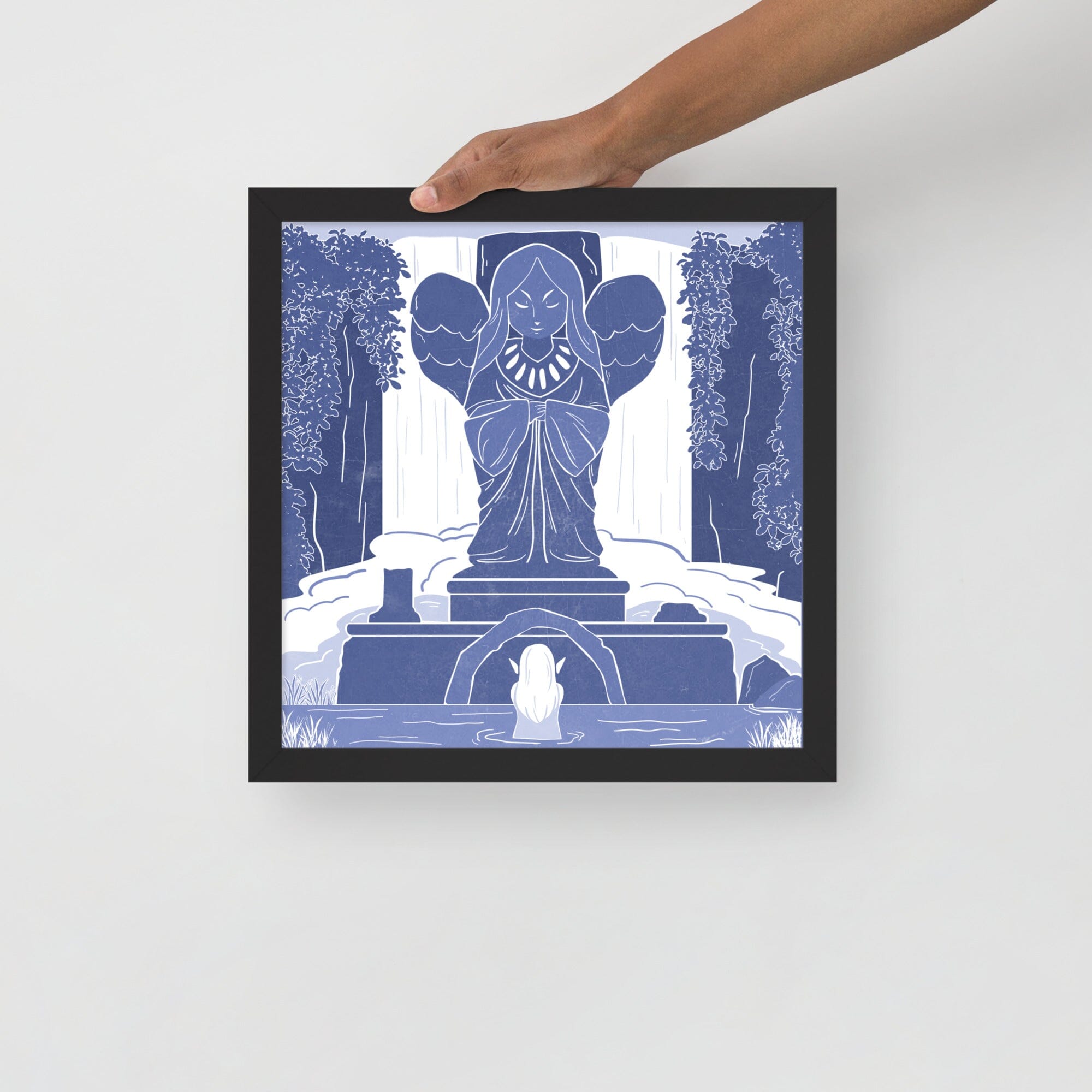 Goddess Hylia Statue | Framed poster | The Legend of Zelda Threads & Thistles Inventory Black 14″×14″