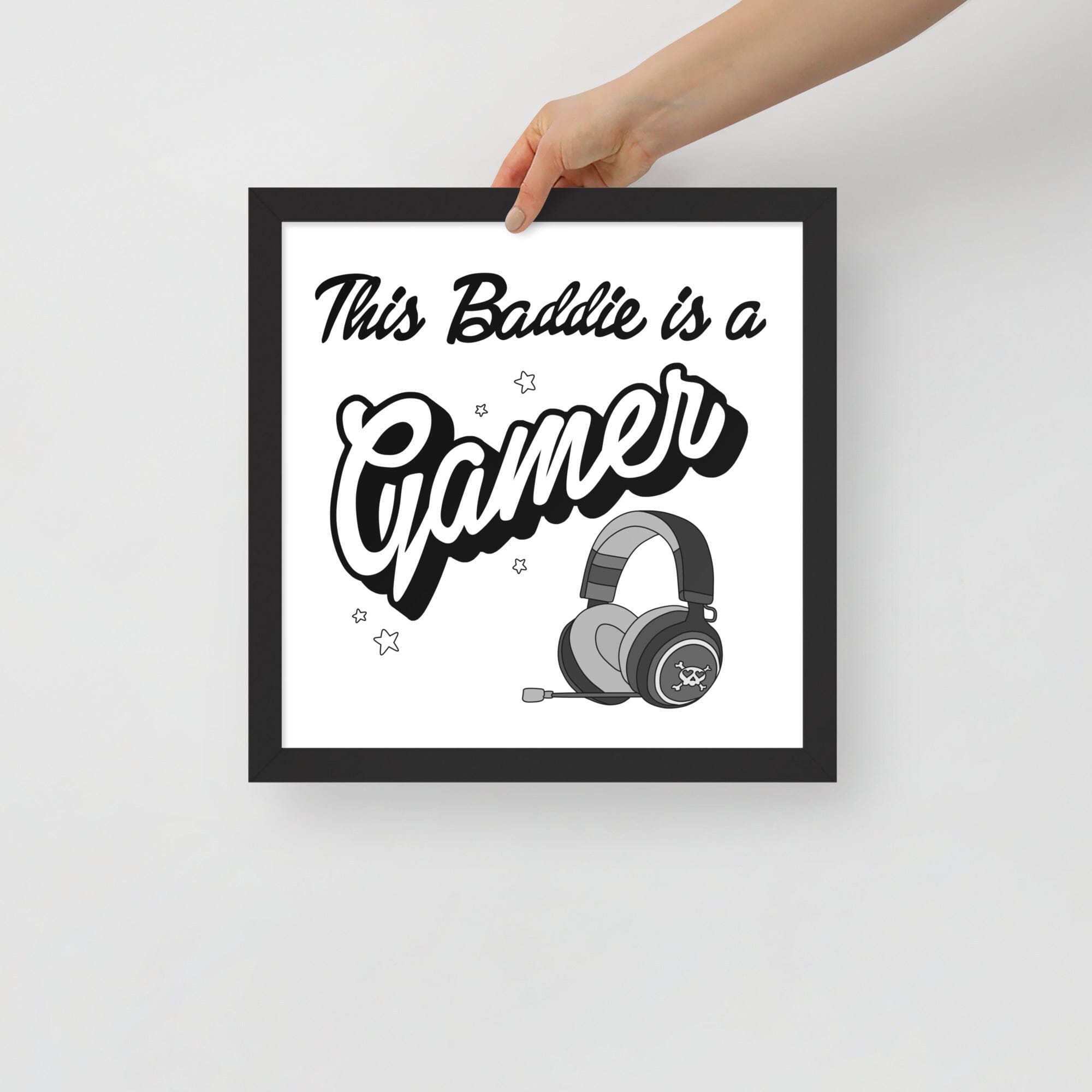 This Baddie is a Gamer (Punk) | Framed poster | Feminist Gamer Threads & Thistles Inventory Black 14″×14″