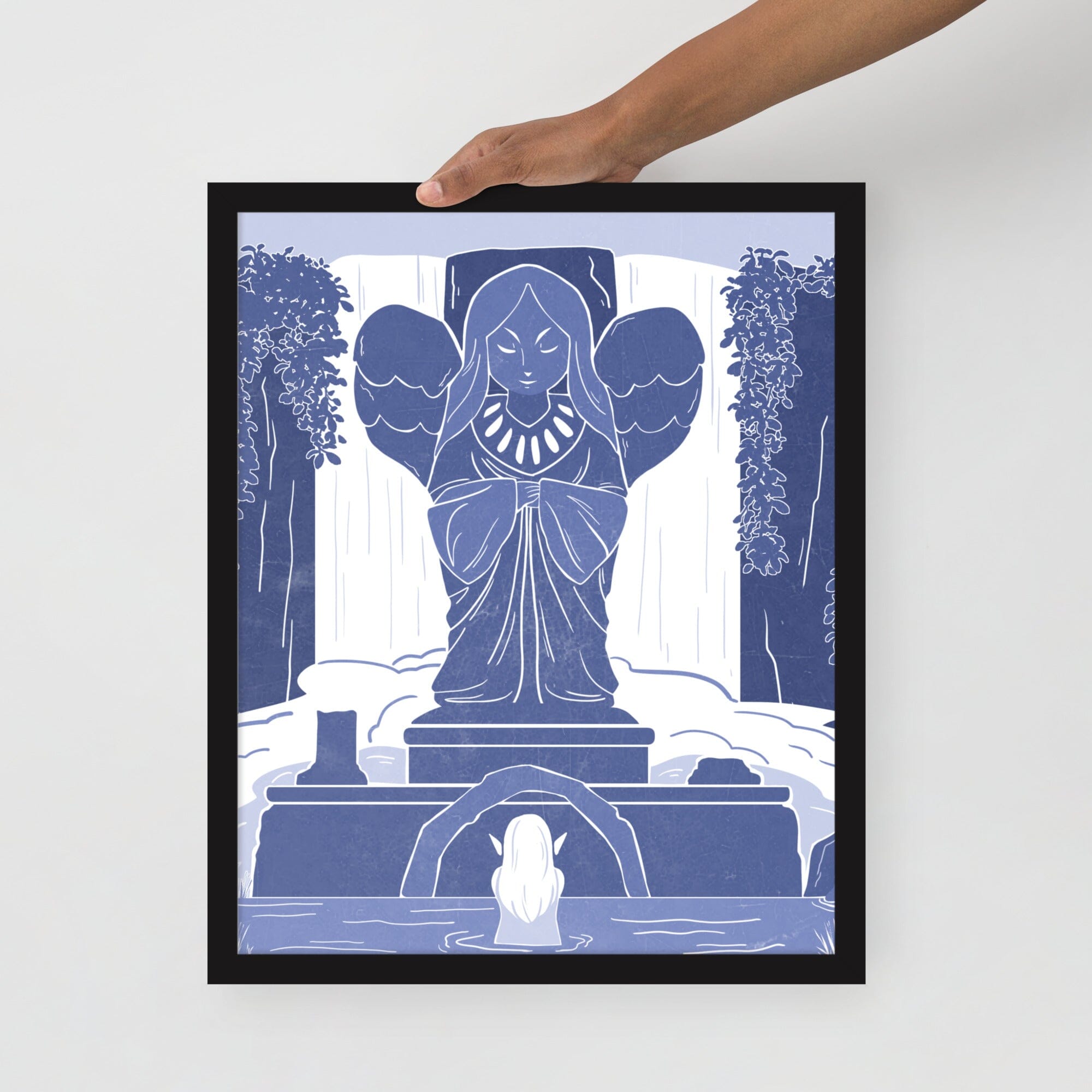 Goddess Hylia Statue | Framed poster | The Legend of Zelda Threads & Thistles Inventory Black 16″×20″