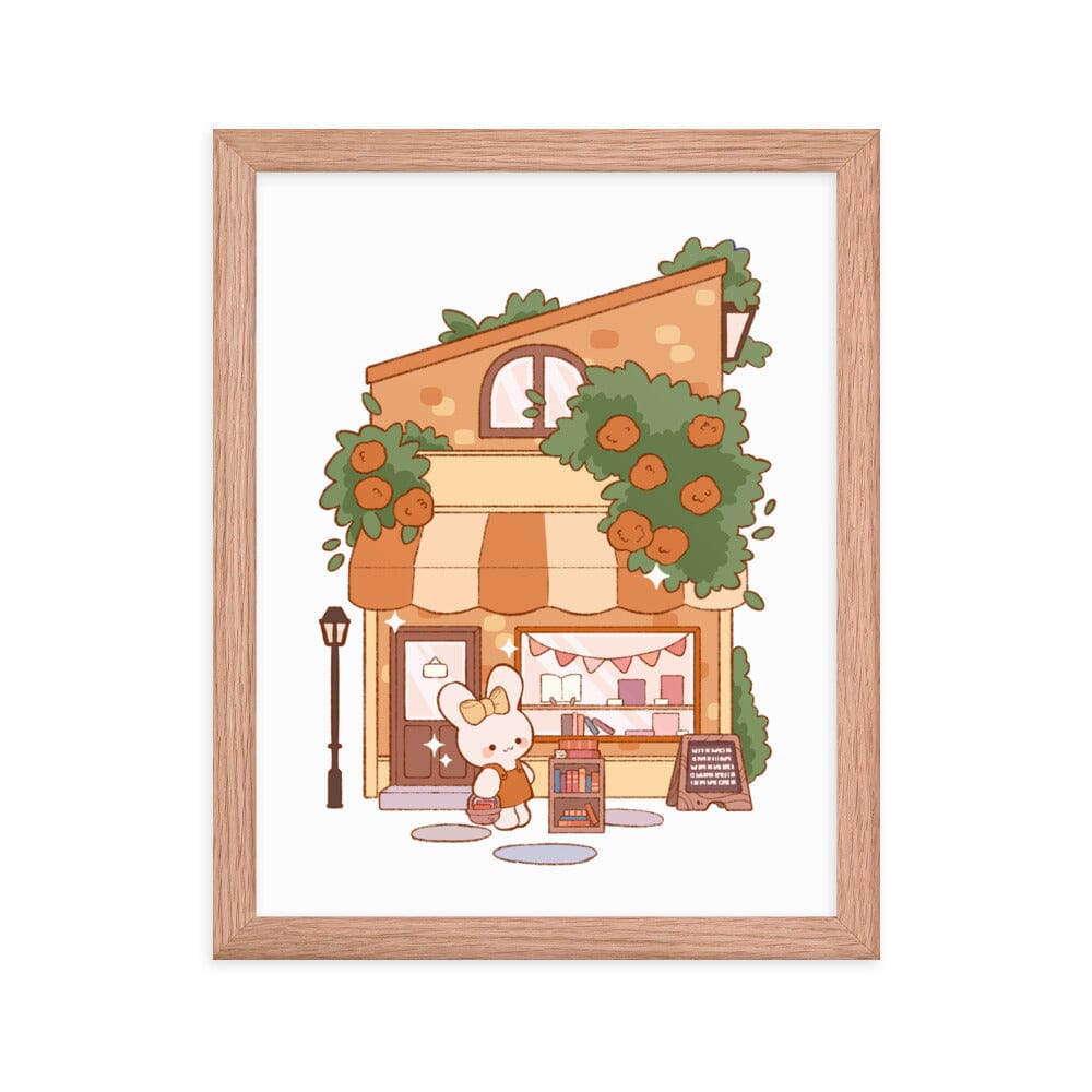 Cozy Hobby Bookstore | Framed poster | Cozy Games & Hobbies Threads & Thistles Inventory Red Oak 11″×14″