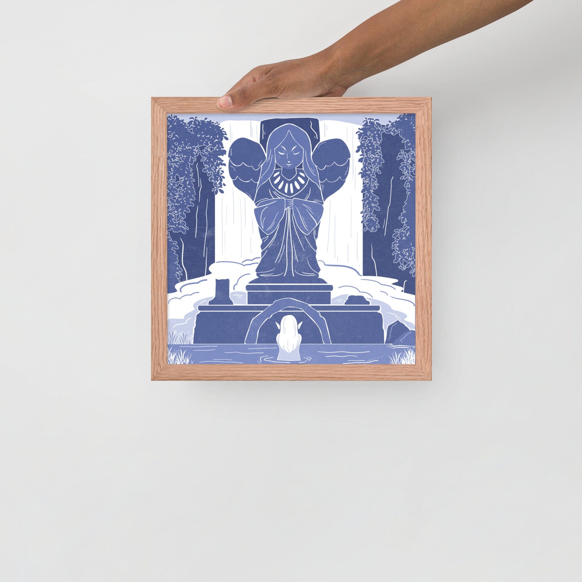 Goddess Hylia Statue | Framed poster | The Legend of Zelda Threads & Thistles Inventory Red Oak 12″×12″