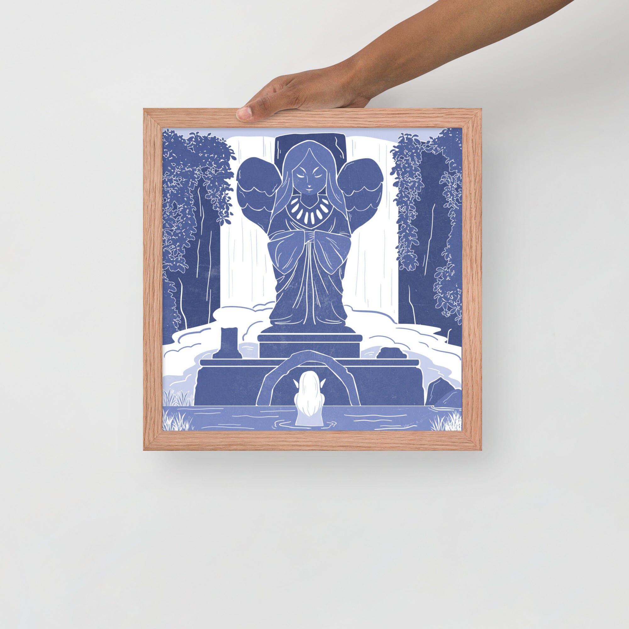 Goddess Hylia Statue | Framed poster | The Legend of Zelda Threads & Thistles Inventory Red Oak 14″×14″