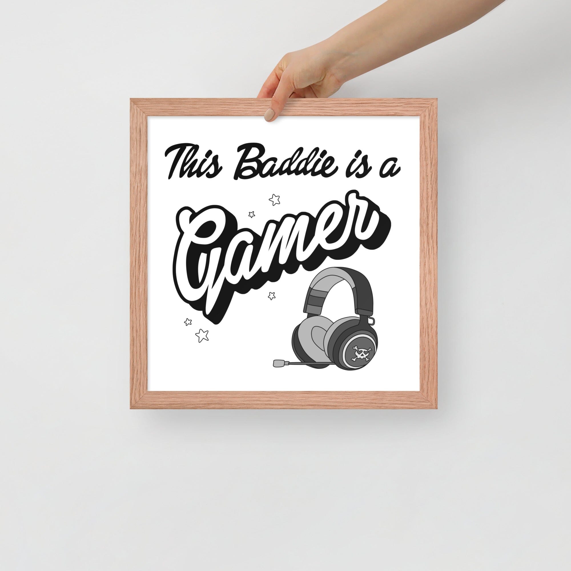 This Baddie is a Gamer (Punk) | Framed poster | Feminist Gamer Threads & Thistles Inventory Red Oak 14″×14″