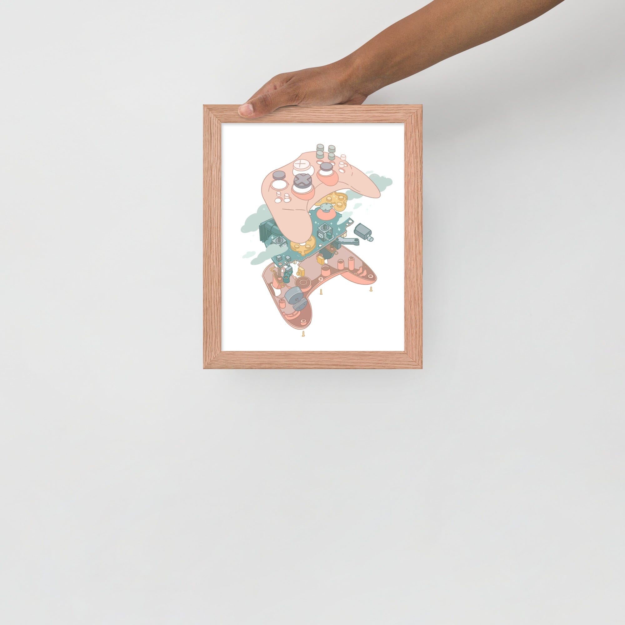 On The Inside (Deconstructed Controller) | Framed poster Threads & Thistles Inventory Red Oak 8″×10″