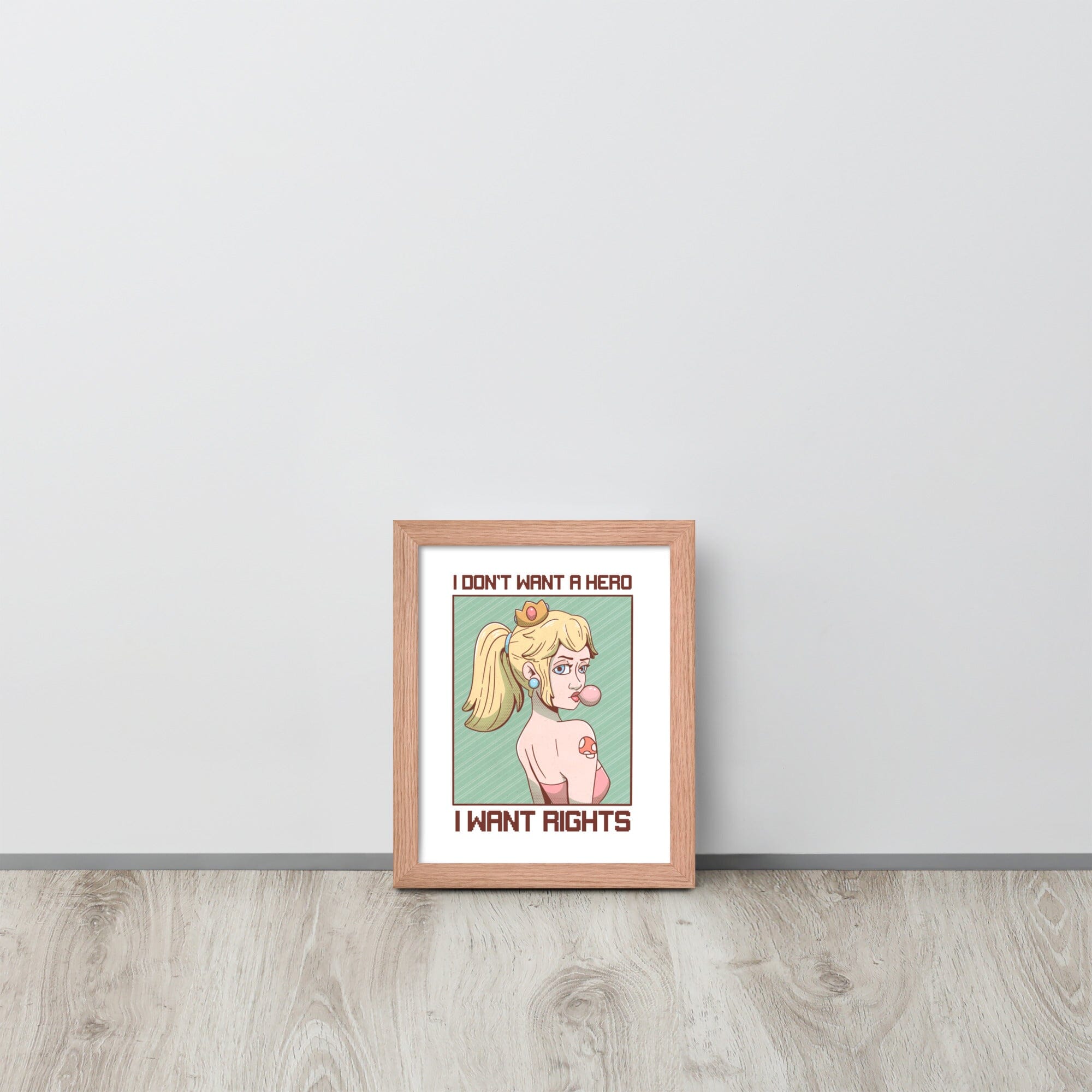 I Want Rights | Framed poster | Feminist Gamer Threads & Thistles Inventory Red Oak 8″×10″