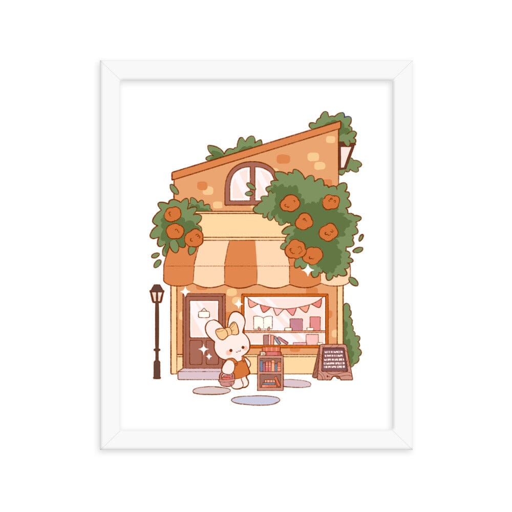 Cozy Hobby Bookstore | Framed poster | Cozy Games & Hobbies Threads & Thistles Inventory White 11″×14″