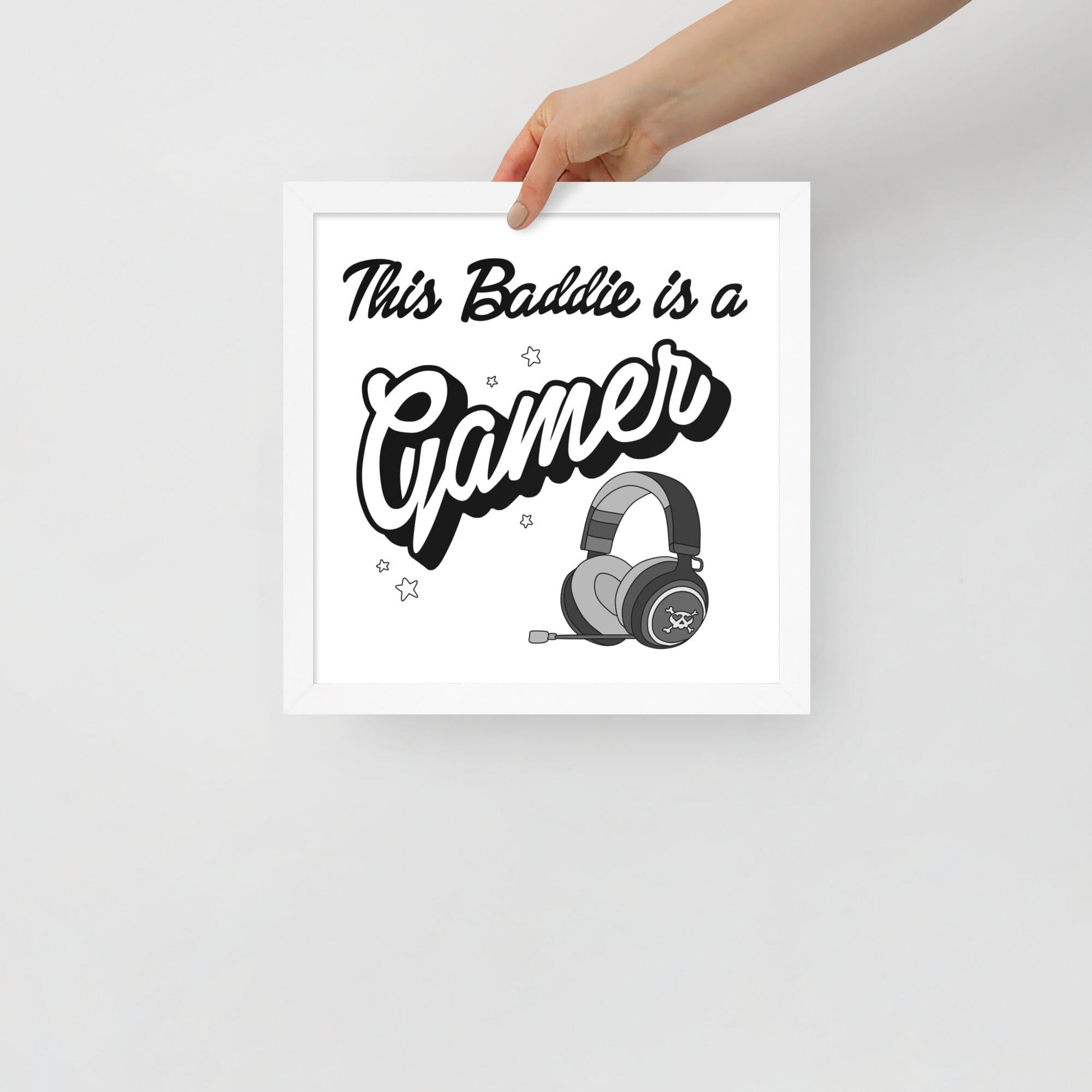 This Baddie is a Gamer (Punk) | Framed poster | Feminist Gamer Threads & Thistles Inventory White 12″×12″