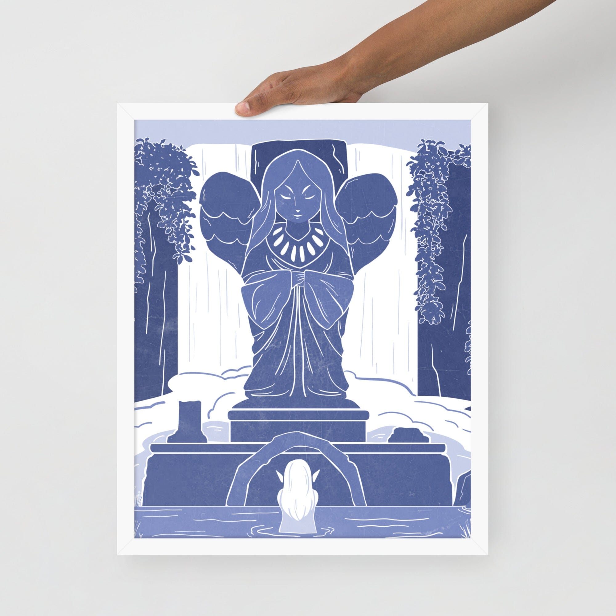 Goddess Hylia Statue | Framed poster | The Legend of Zelda Threads & Thistles Inventory White 16″×20″
