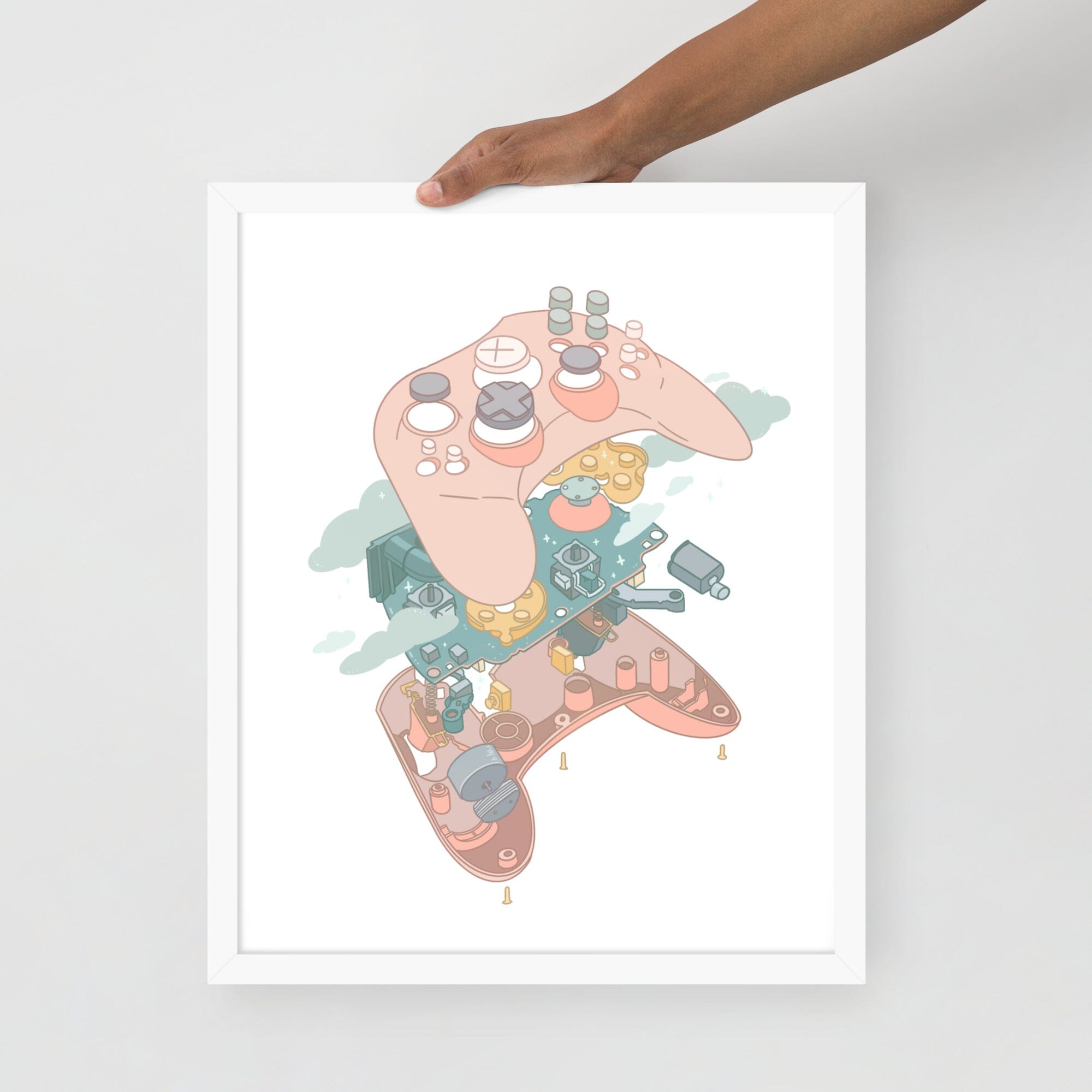 On The Inside (Deconstructed Controller) | Framed poster Threads & Thistles Inventory White 16″×20″