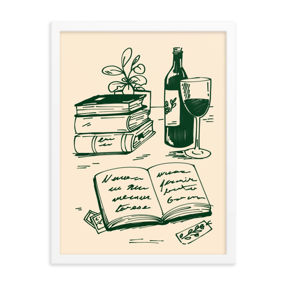 Cozy Hobby Vignette | Framed poster | Cozy Games & Hobbies Threads & Thistles Inventory White 18″×24″