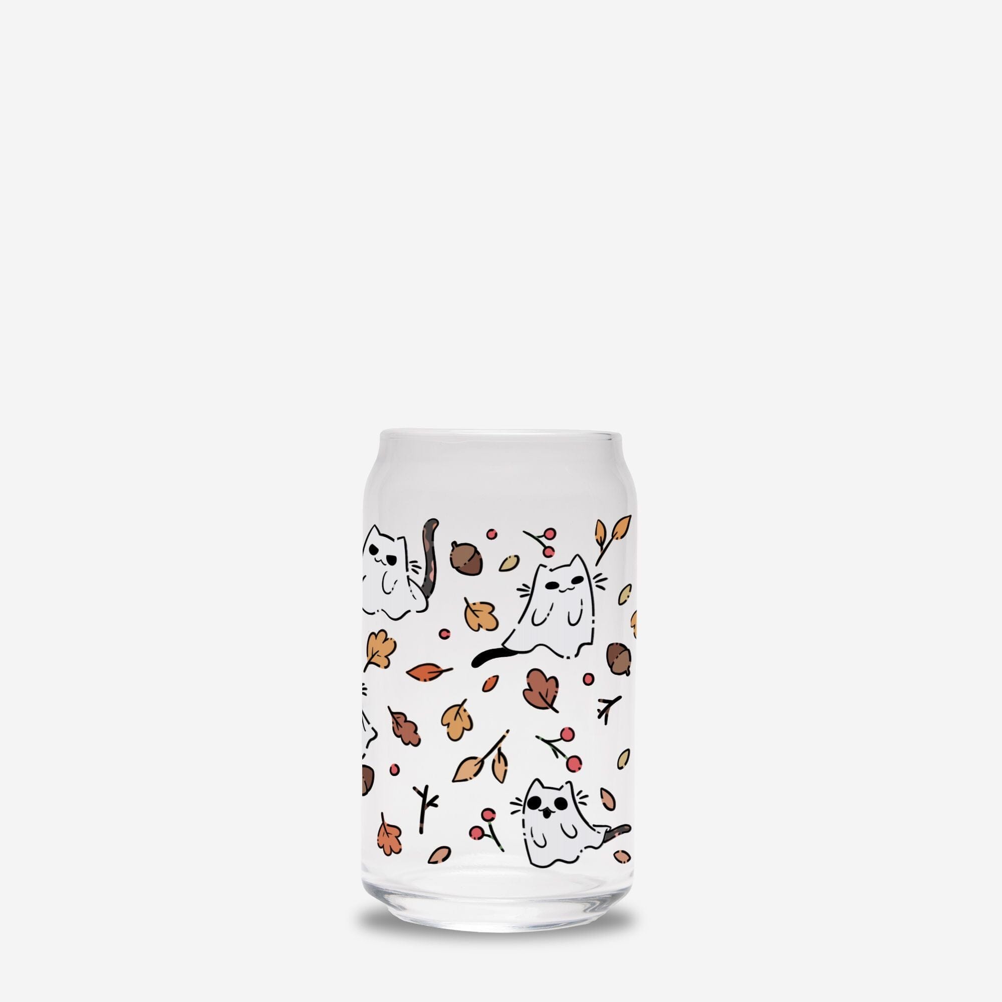 Ghost Kitties | Glass Can 16oz | TTI Stream Fall Drinkware Threads & Thistles Inventory No Straw or Lid