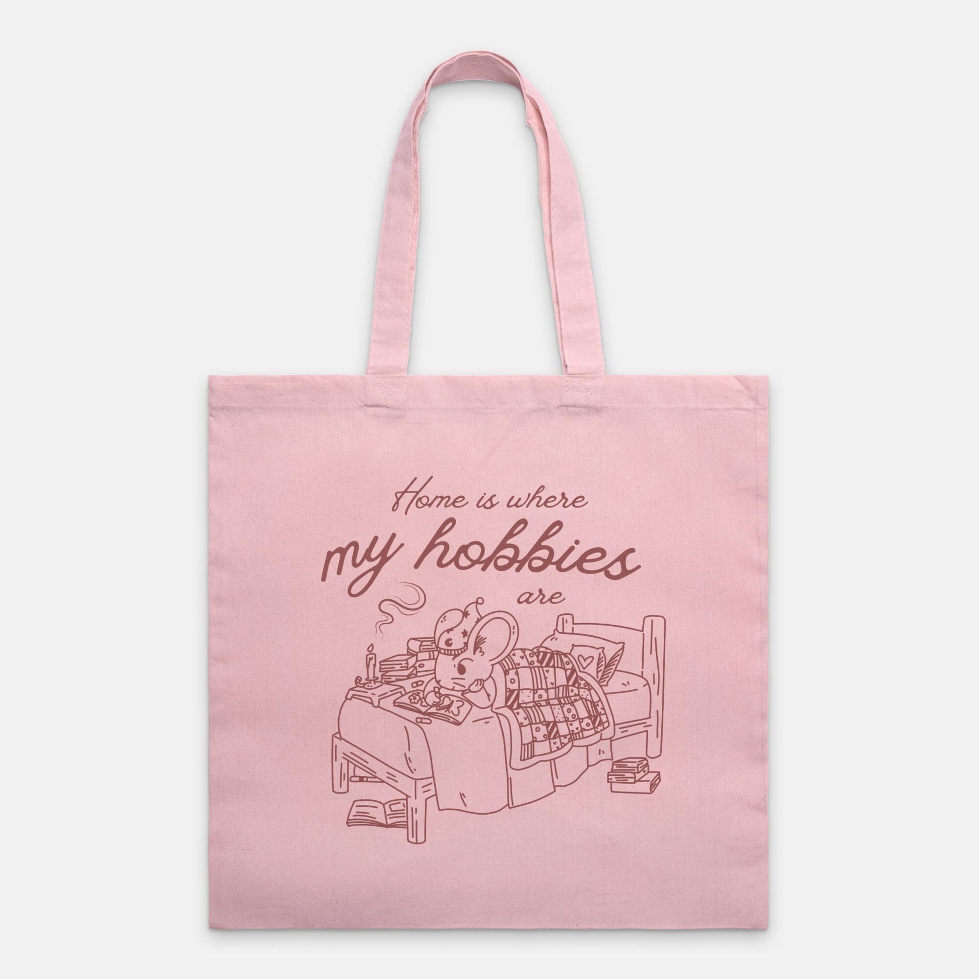Home is where My Hobbies are Tote Bag Lightweight Tote Bags Threads & Thistles Inventory Light Pink