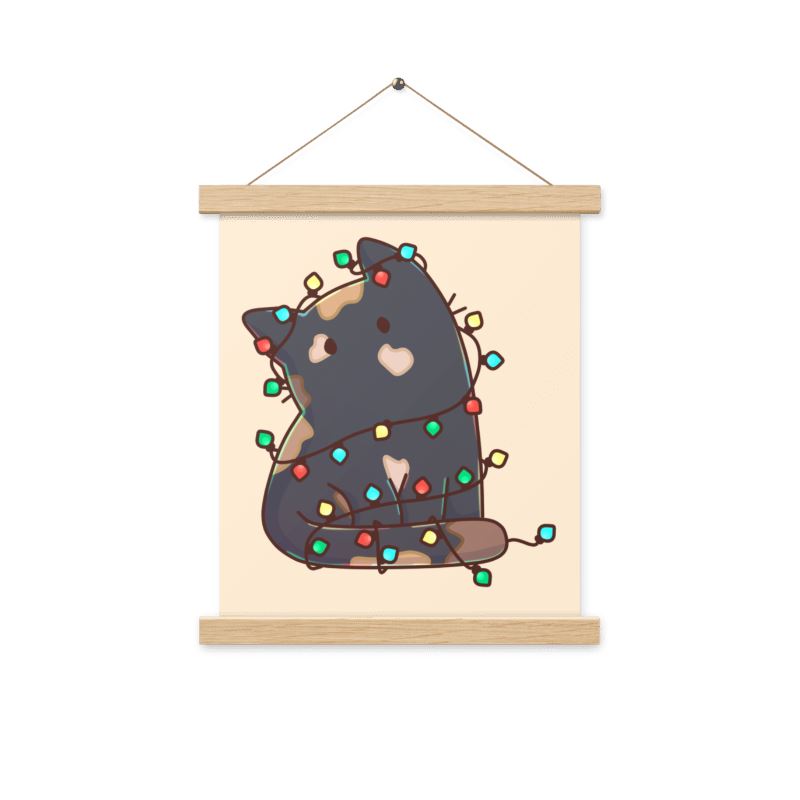 Christmas Torti Kitty | Poster with hangers | TTI Stream Christmas Threads & Thistles Inventory