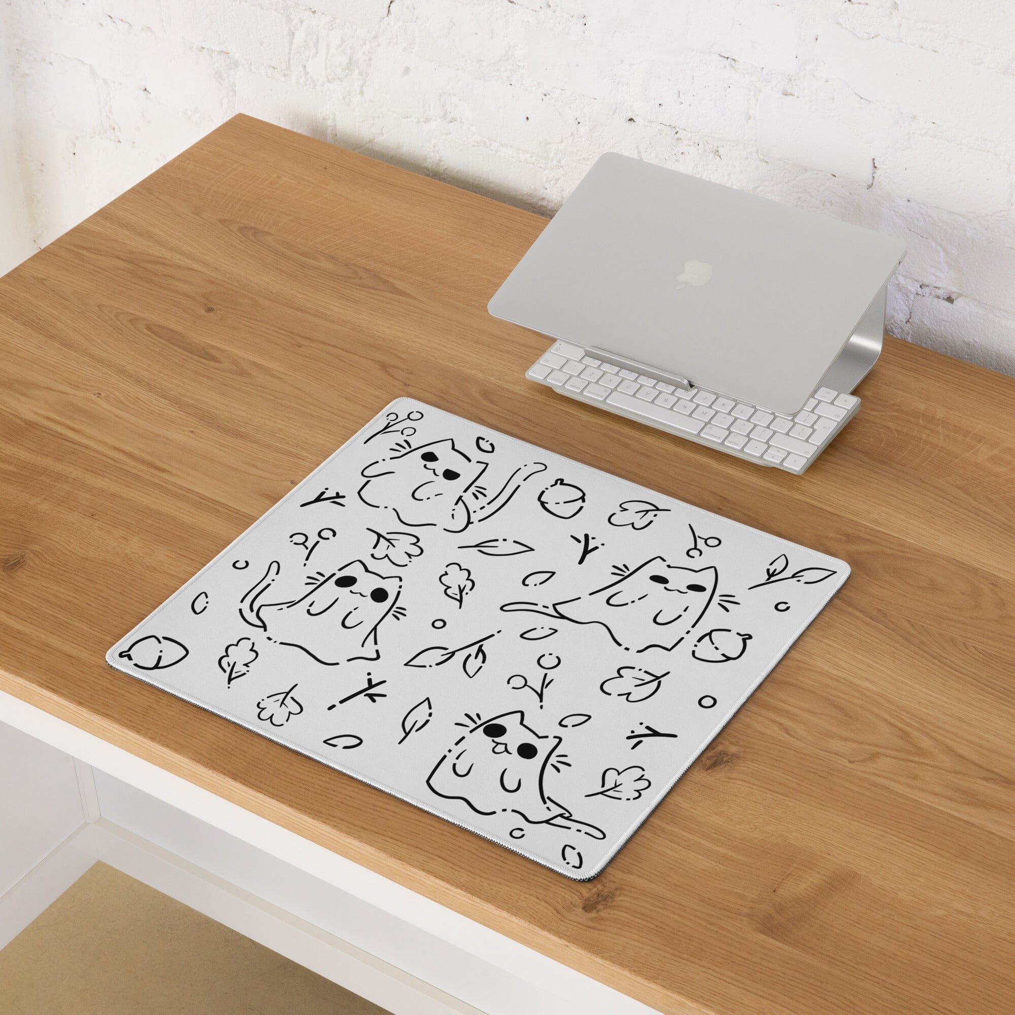 Ghost Kitties B&W | Gaming mouse pad | TTI Stream Fall Threads & Thistles Inventory 18″×16″