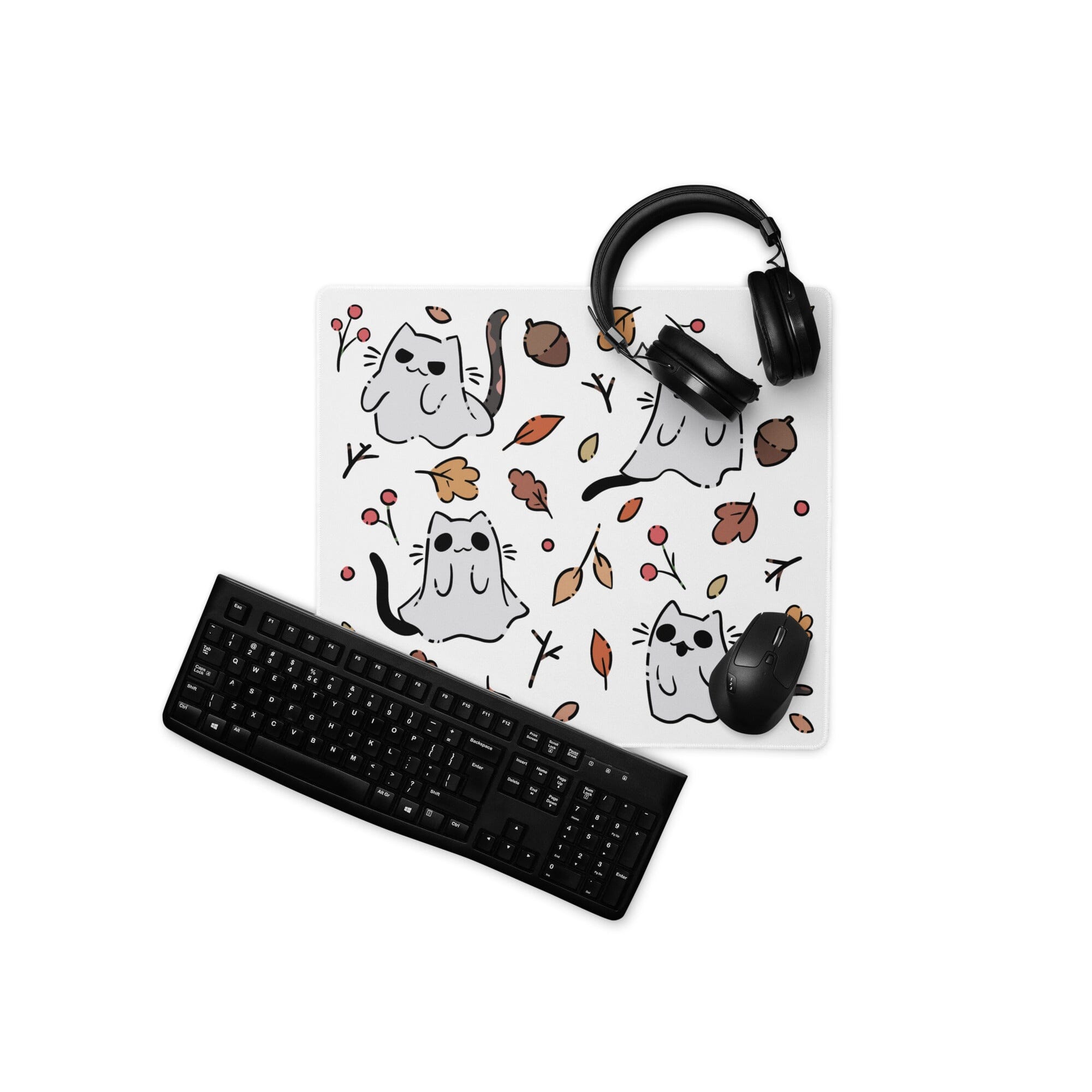 Ghost Kitties | Gaming mouse pad | TTI Stream Fall Threads & Thistles Inventory 18″×16″