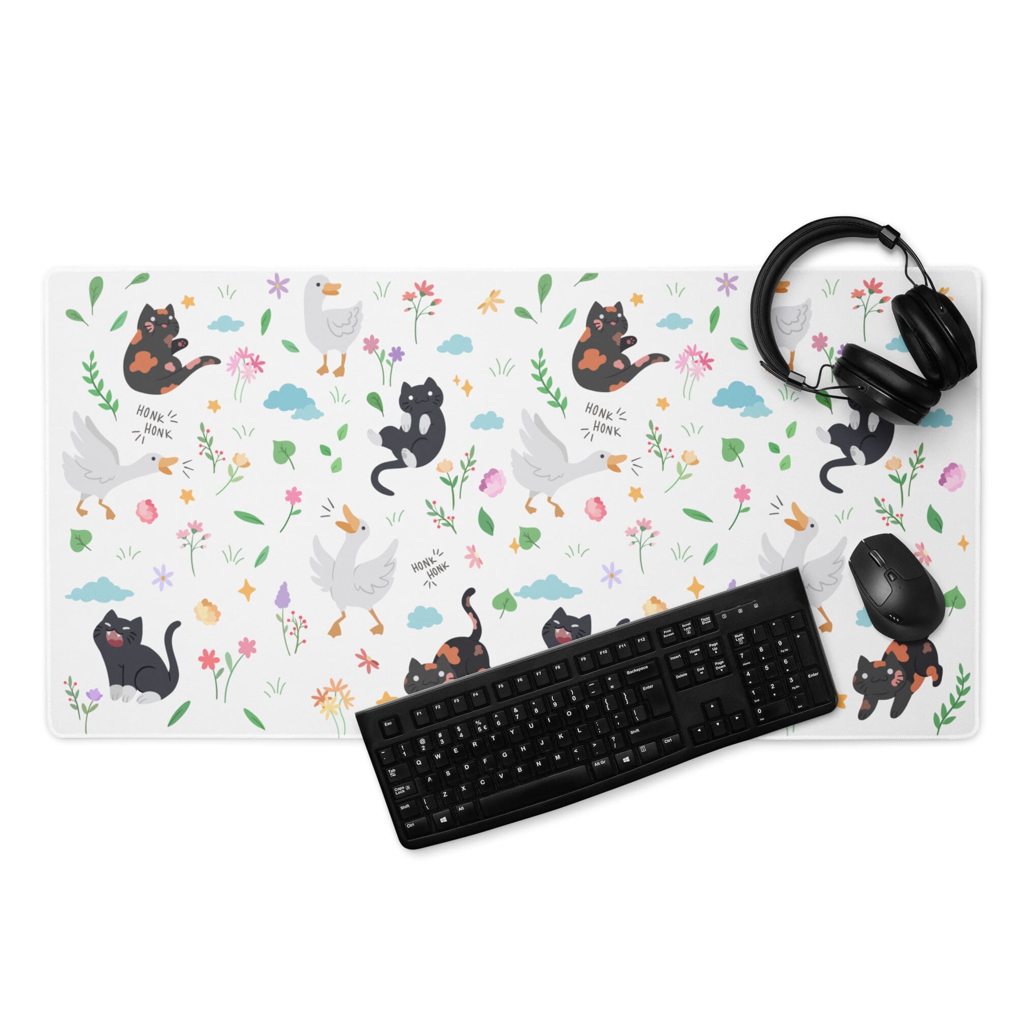 Colorful Geese & Kitties | Gaming mouse pad | TTI Stream Threads & Thistles Inventory